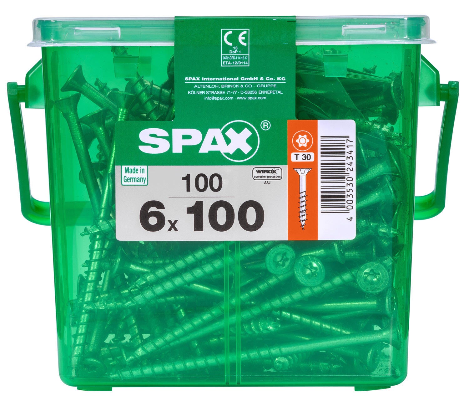 100 vis acier tête plate t-star+ SPAX, Ø6 x L.100 mm