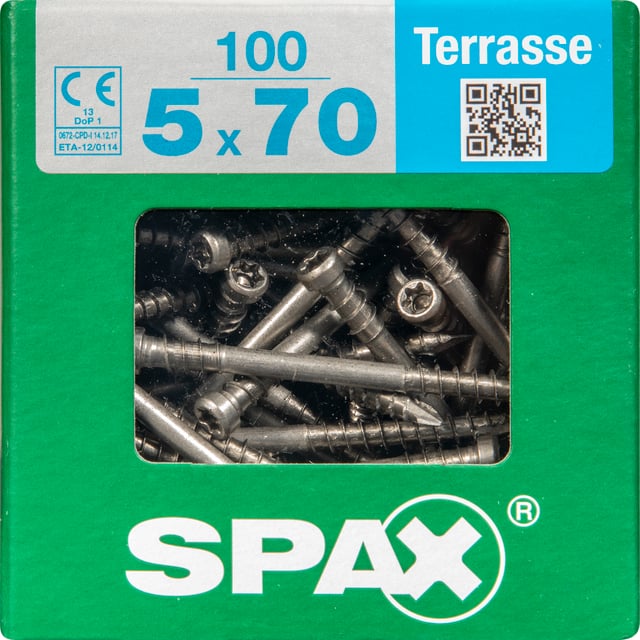 100 vis acier inoxydable tête cylindrique t-star+ SPAX, Ø5 x L.70 mm