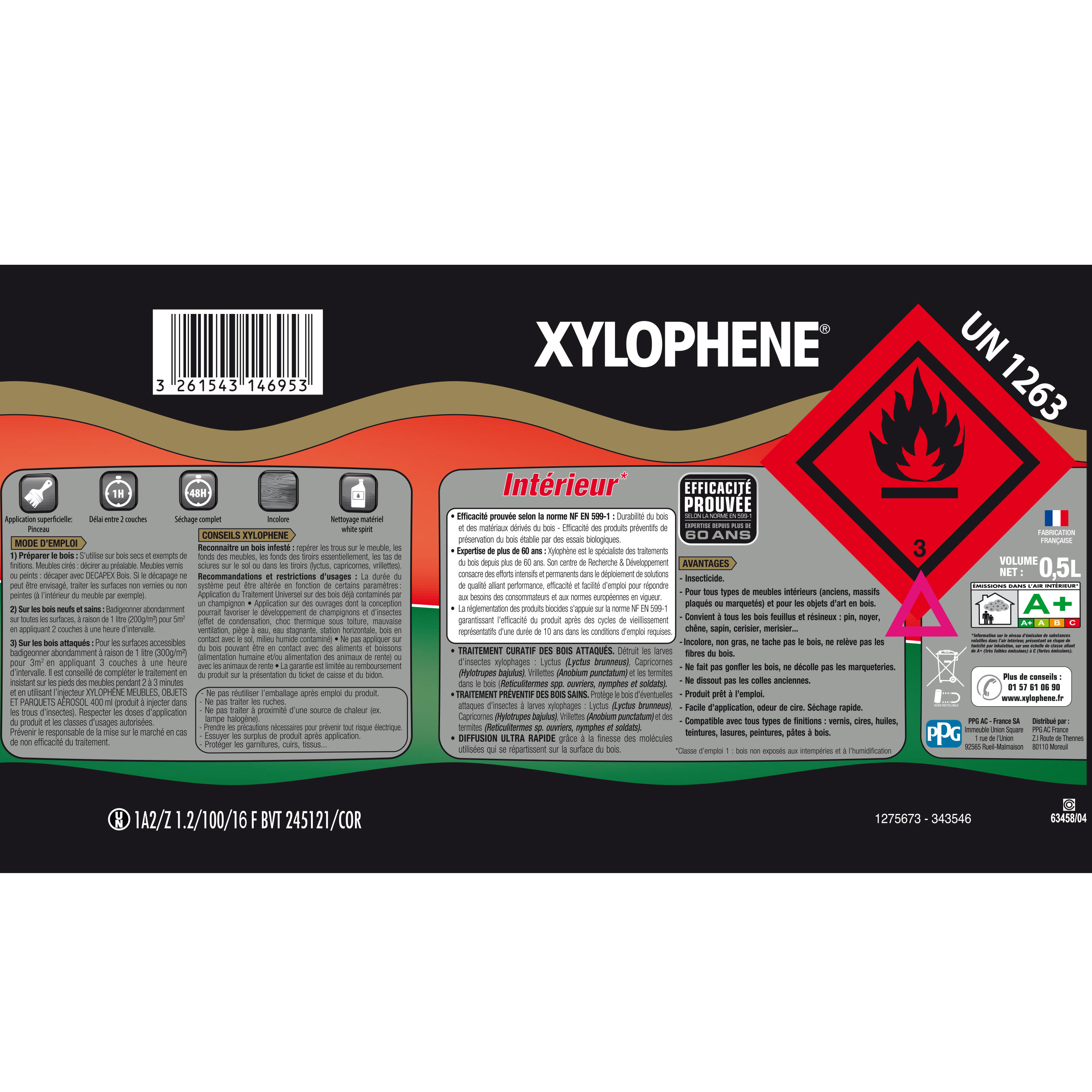 Traitement du bois meuble, parquet et boiserie XYLOPHENE 0.5 l - 5