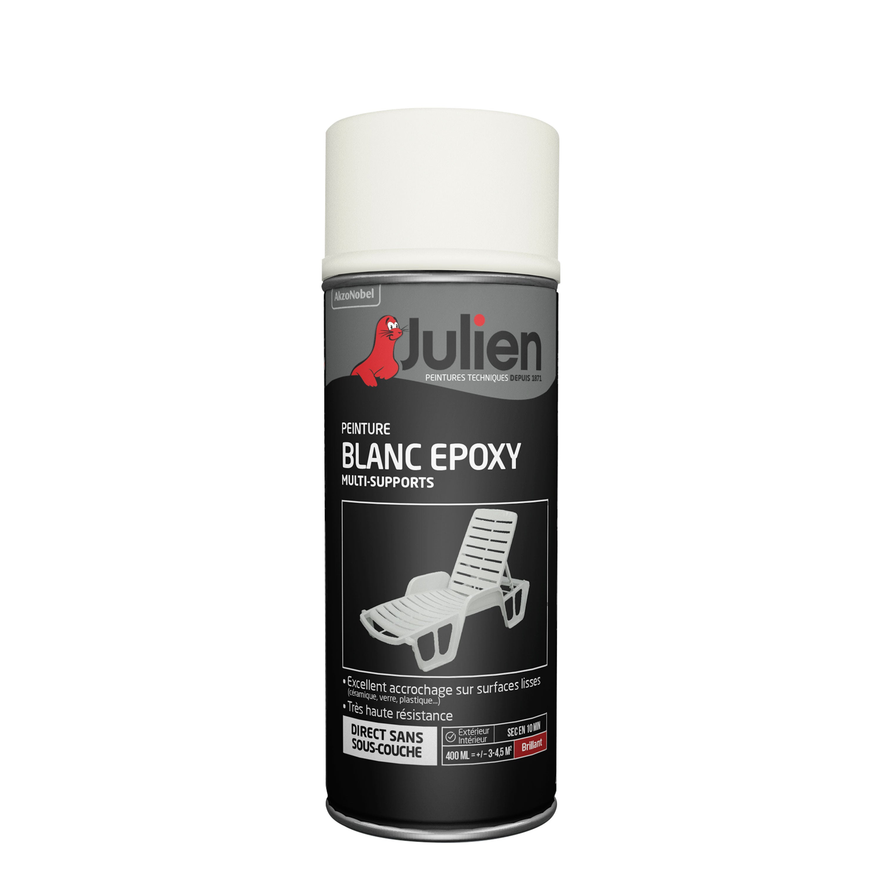 Bombe de peinture Multisupports JULIEN blanc epoxy brillant 400 ml - 3