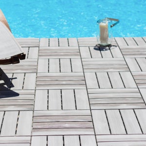 Lot 22 Dalles Composite Bois 30x30 Cm - Carrelage Extérieur Terrasse Balcon Jardin Imperméable Gris