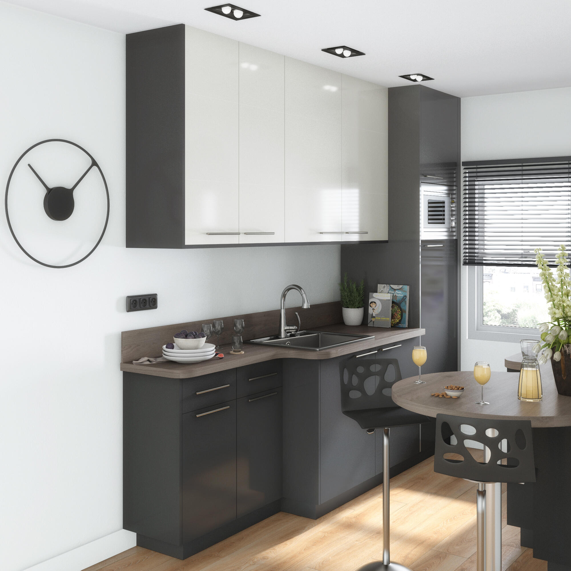 Façade de tiroir de cuisine Sevilla gris foncé brillant H.12.5 x l.59.7 cm - 4