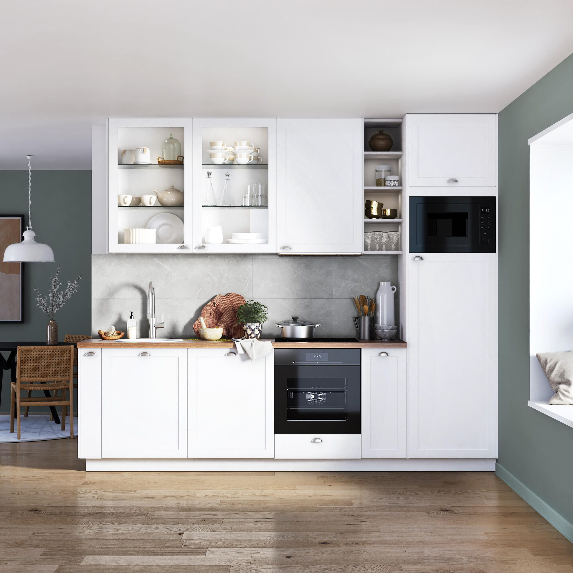 Façade de tiroir de cuisine Newport blanc mat H.12.8 x l.44.7 cm - 5