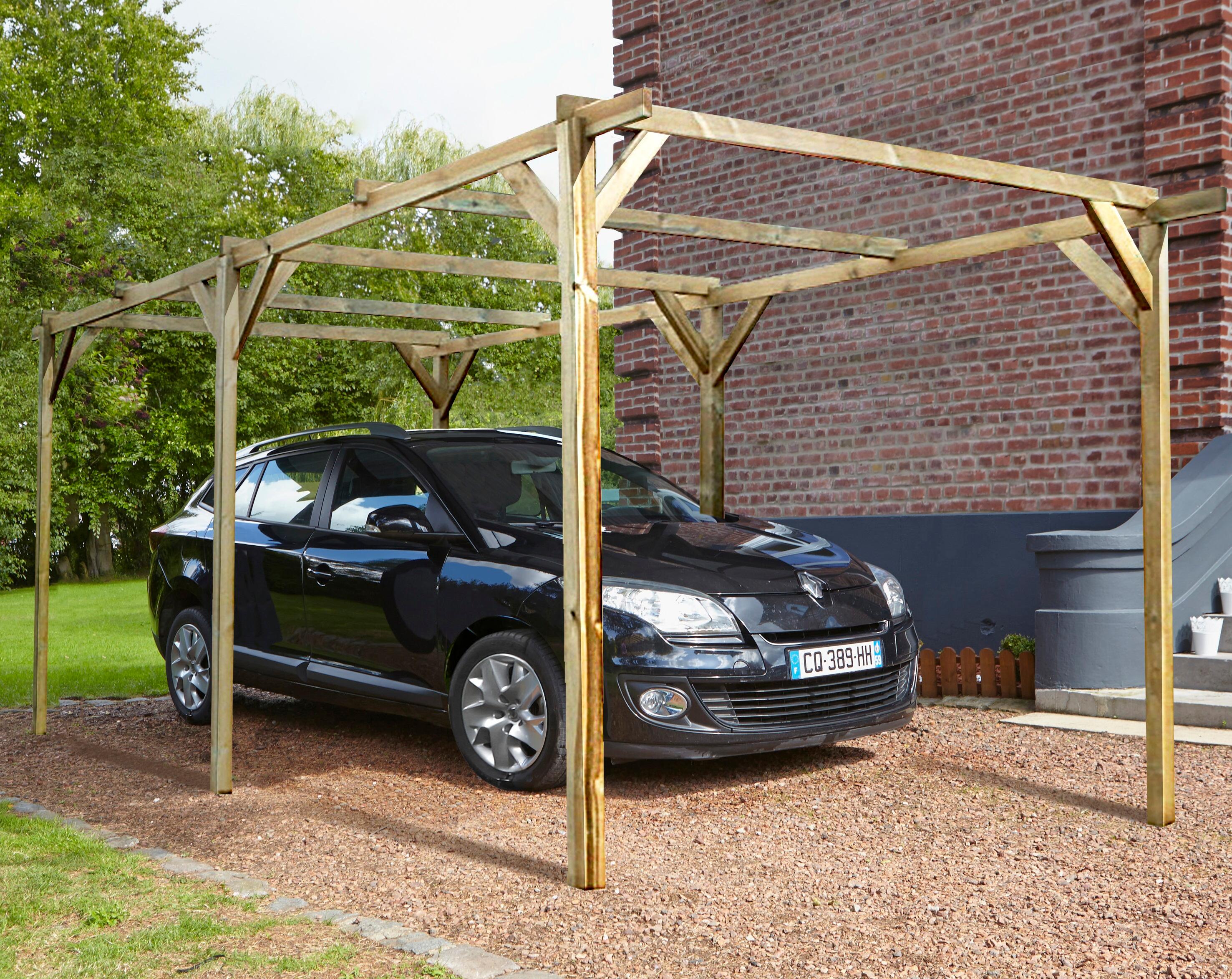 Carport bois Henri, CERLAND, 1 voiture, 15,4 m² - 2
