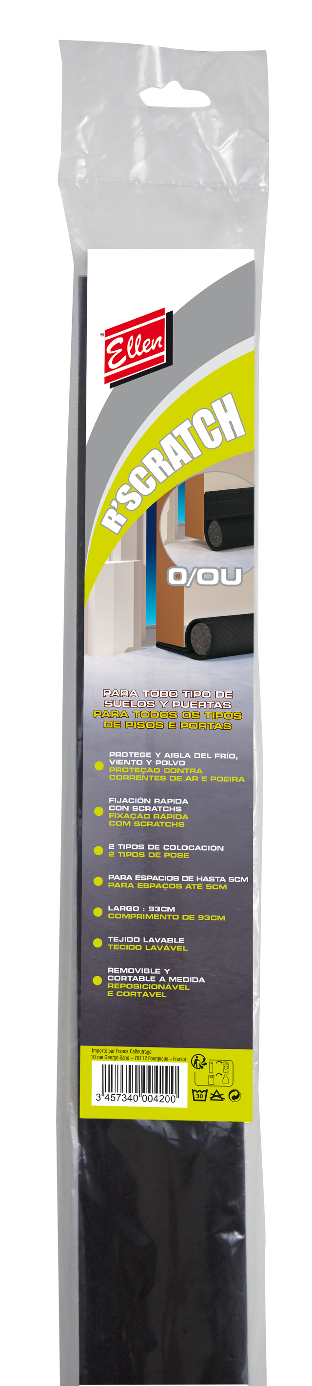 Bas de porte textile (bourrelet) ELLEN, L.95 cm noir