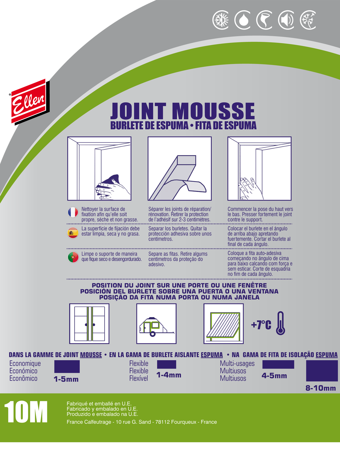 Mousse multiusage ELLEN 4 à 5 mm, L.10 m blanc - 2
