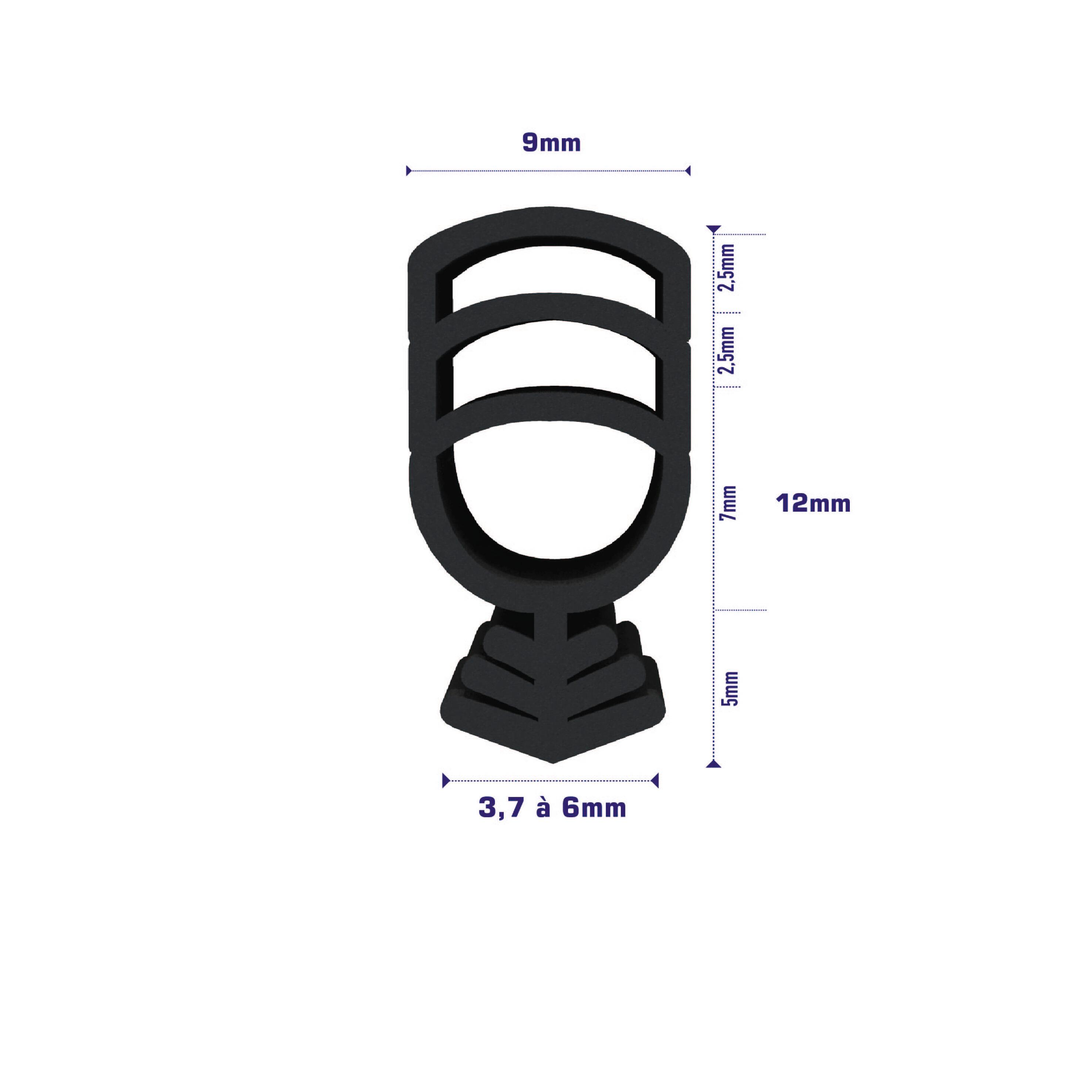 Joint de porte et fenêtre ELLEN 1 à 12 mm, L.6 m noir - 3