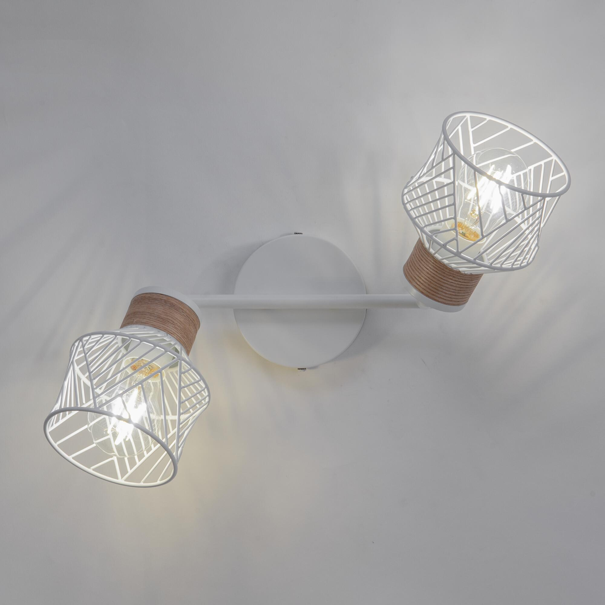 Rampe 2 spots Kanel, métal blanc, E27, INSPIRE - 6