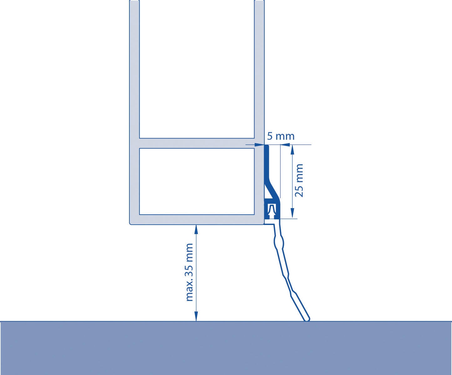 Bas de porte de garage à visser bavette ELLEN, L.250 cm H35mm aluminium - 2