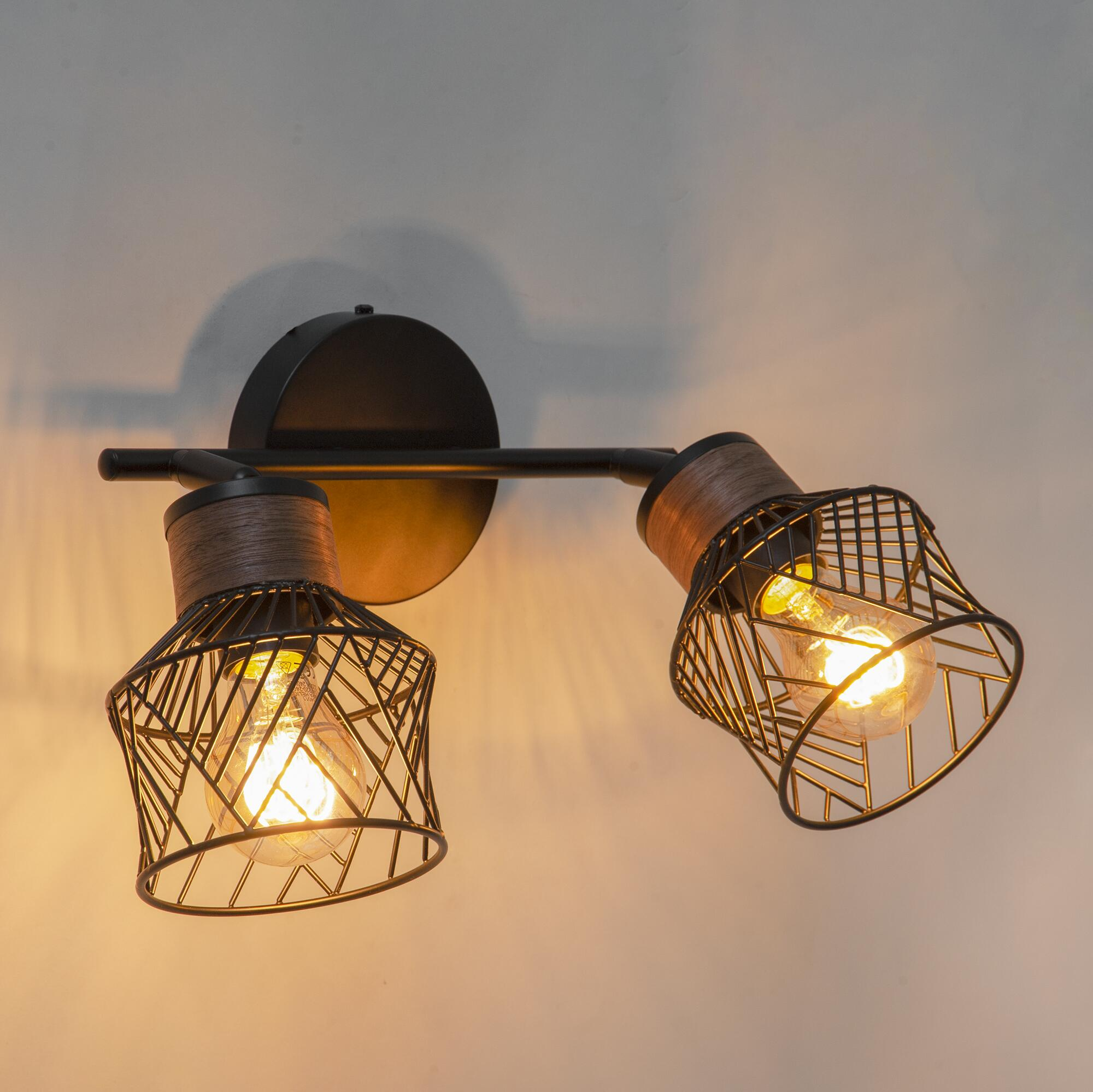 Rampe 2 spots Kanel, métal noir, E27, INSPIRE - 2