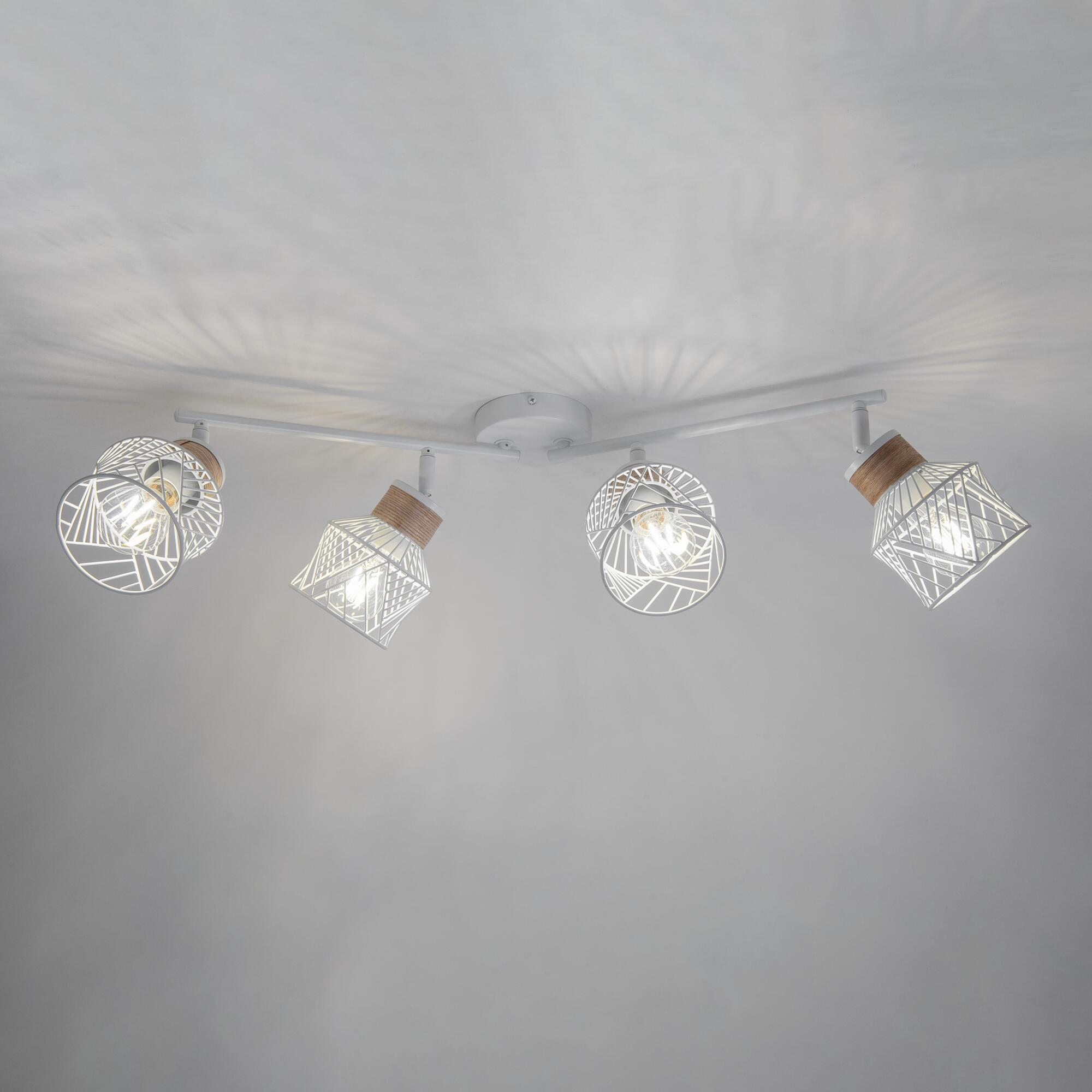 Rampe 4 spots Kanel, métal blanc, E27, INSPIRE - 6