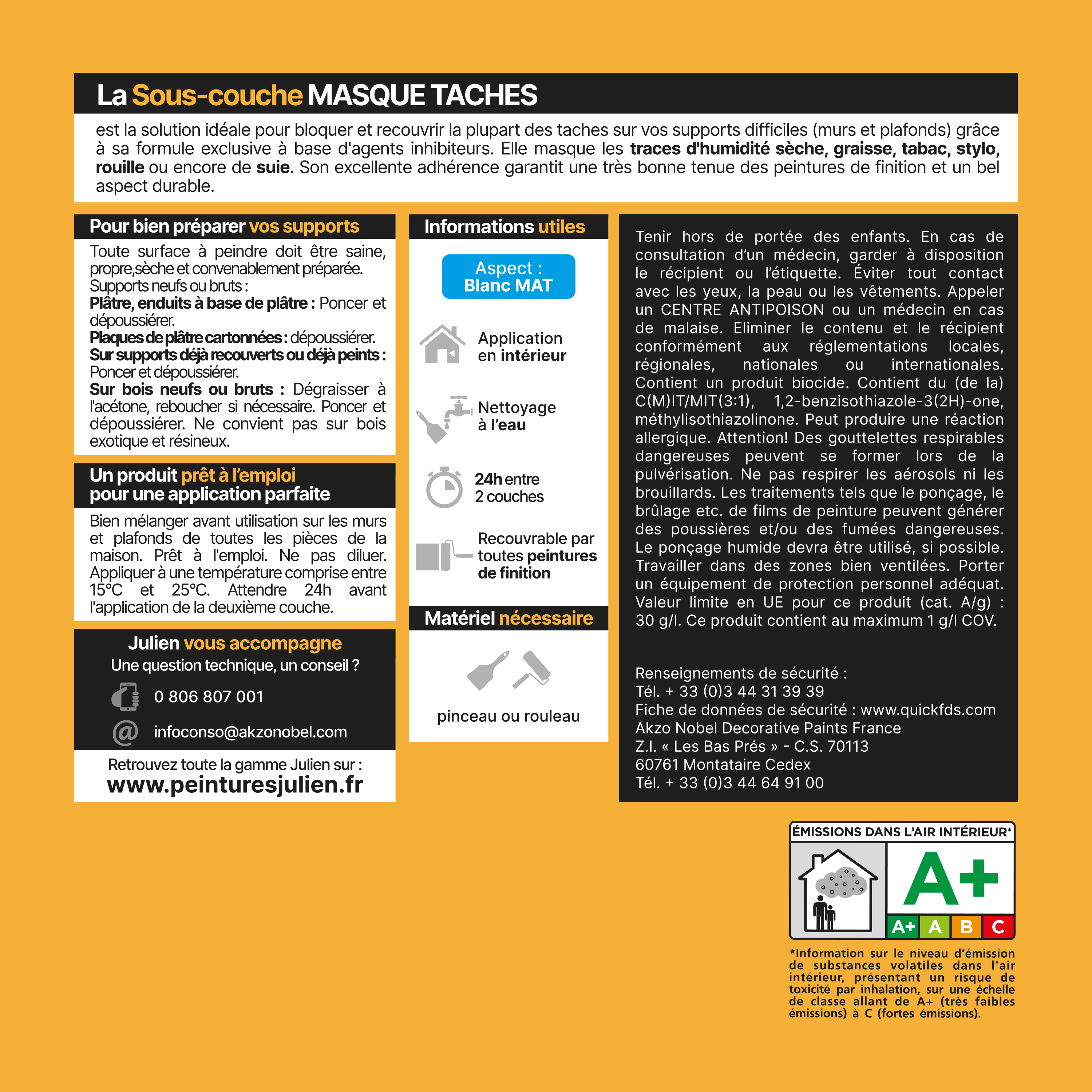 Sous-couche fonds difficiles Masque taches JULIEN, 0.5 l - 3