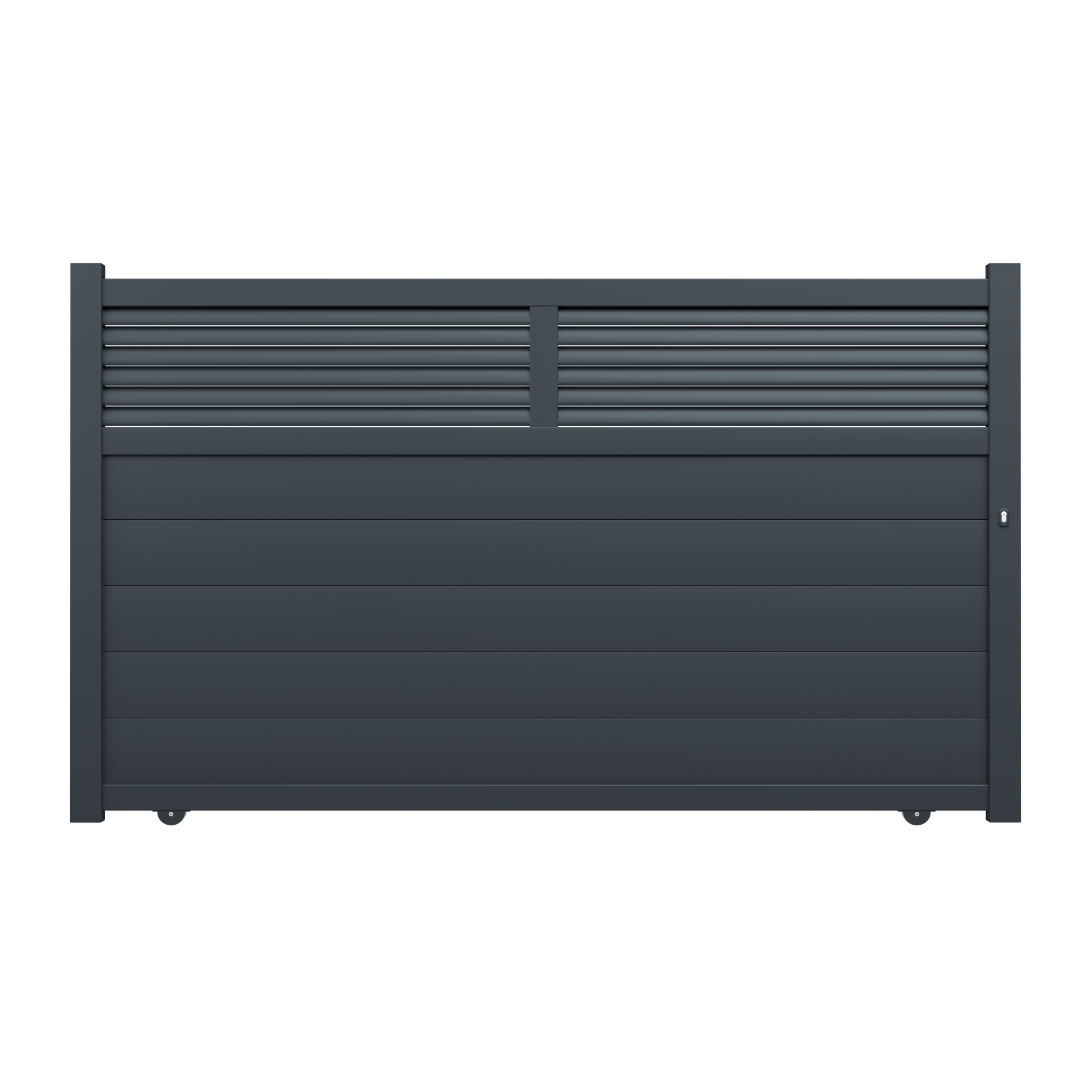 Portail coulissant aluminium Serra gris, l.350 x H.183.4 cm - 2