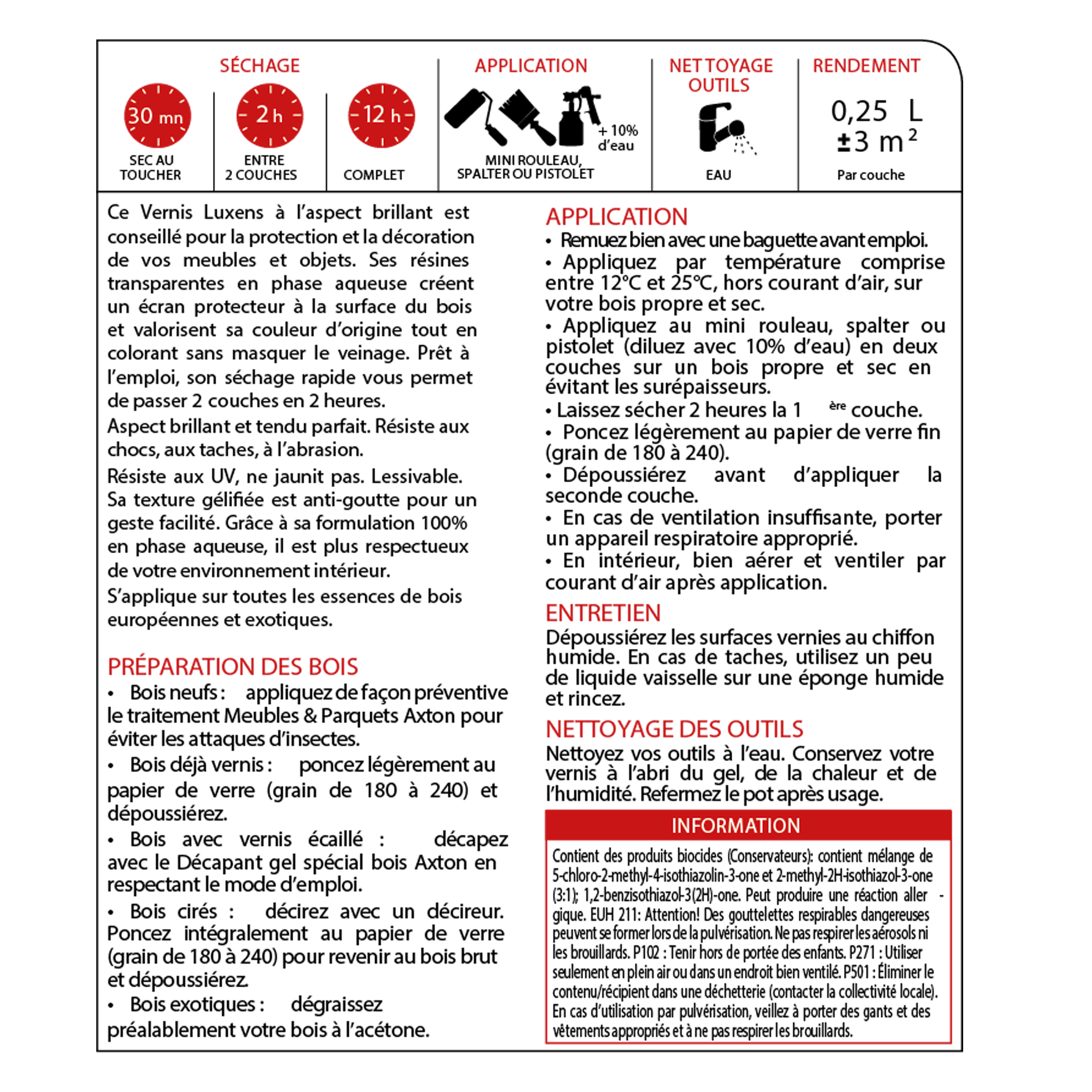 Vernis meuble et objet LUXENS, acajou brillant, 0.25l - 5