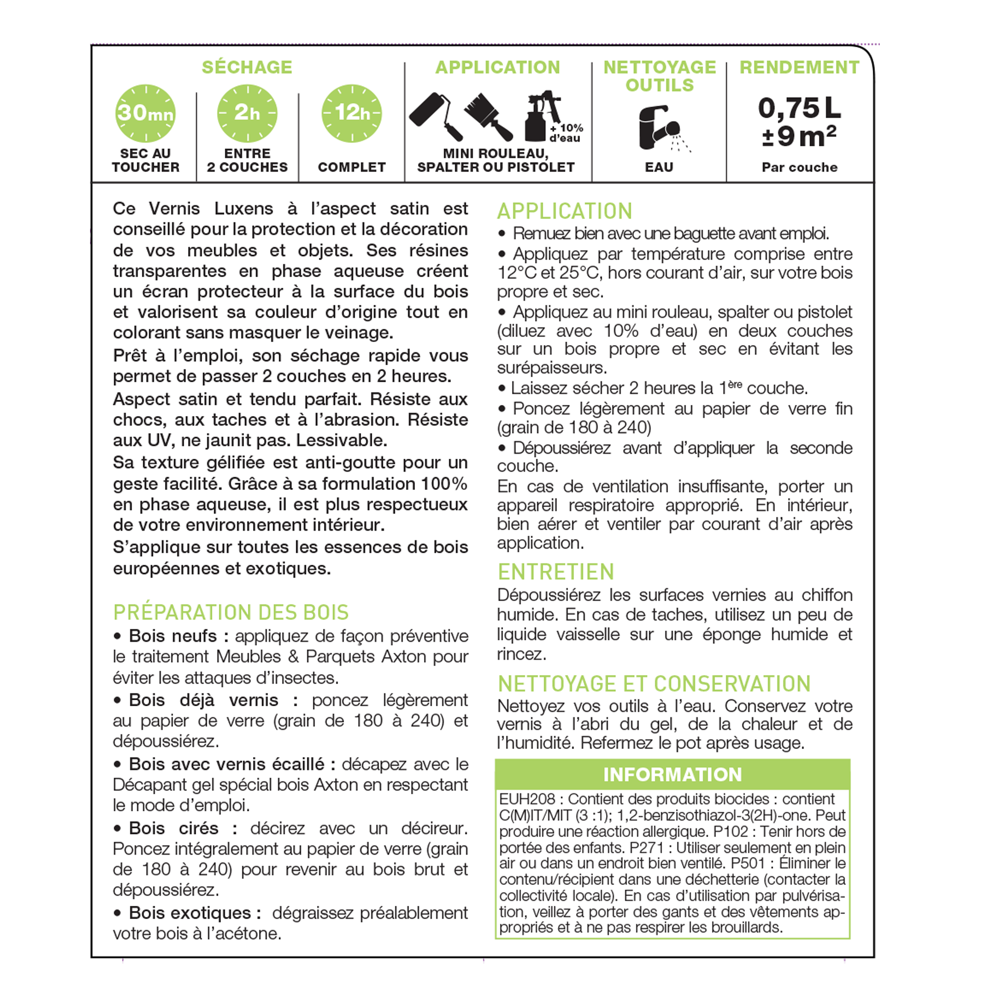 Vernis meuble et objet LUXENS, chêne clair satiné, 0.75l - 5
