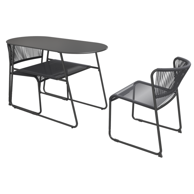 Conjunto de mesa e cadeiras aço cinza NATERIAL