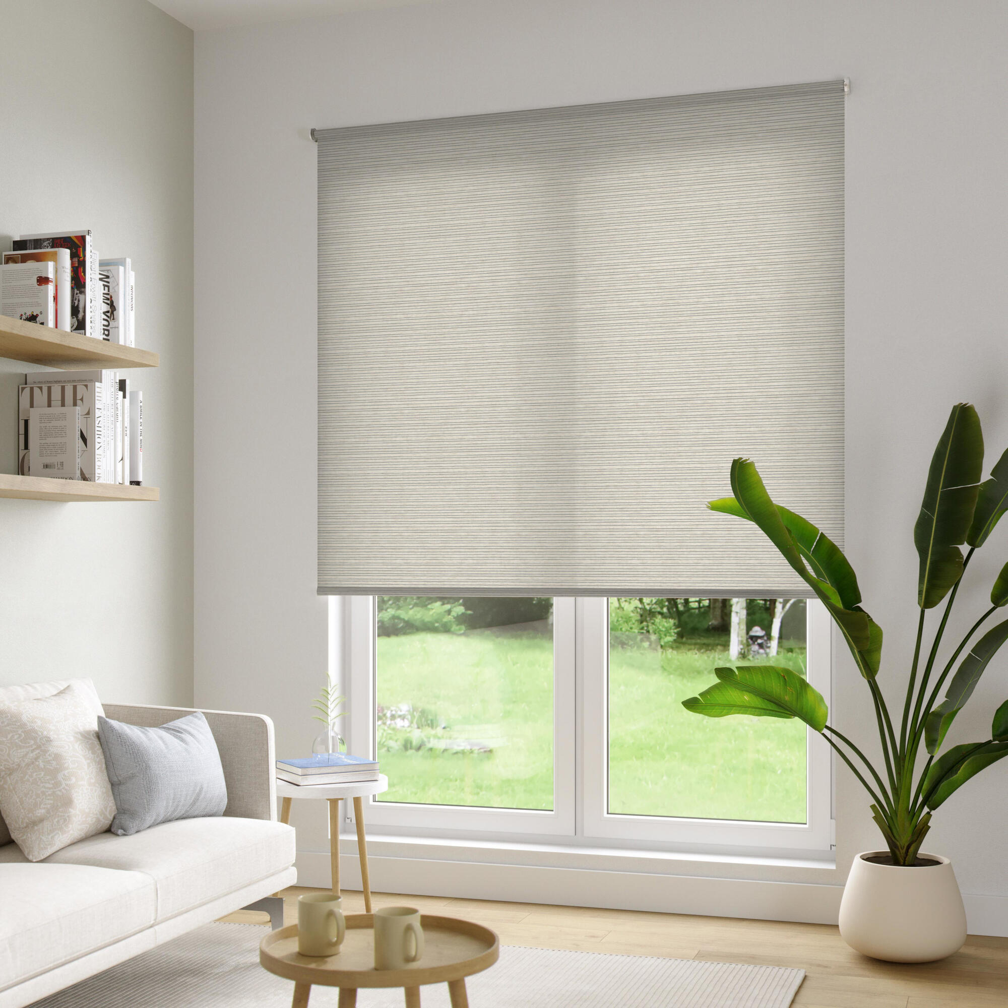 Estor motorizado enrollable translúcido darwin beige inspire de 135 x 250 cm