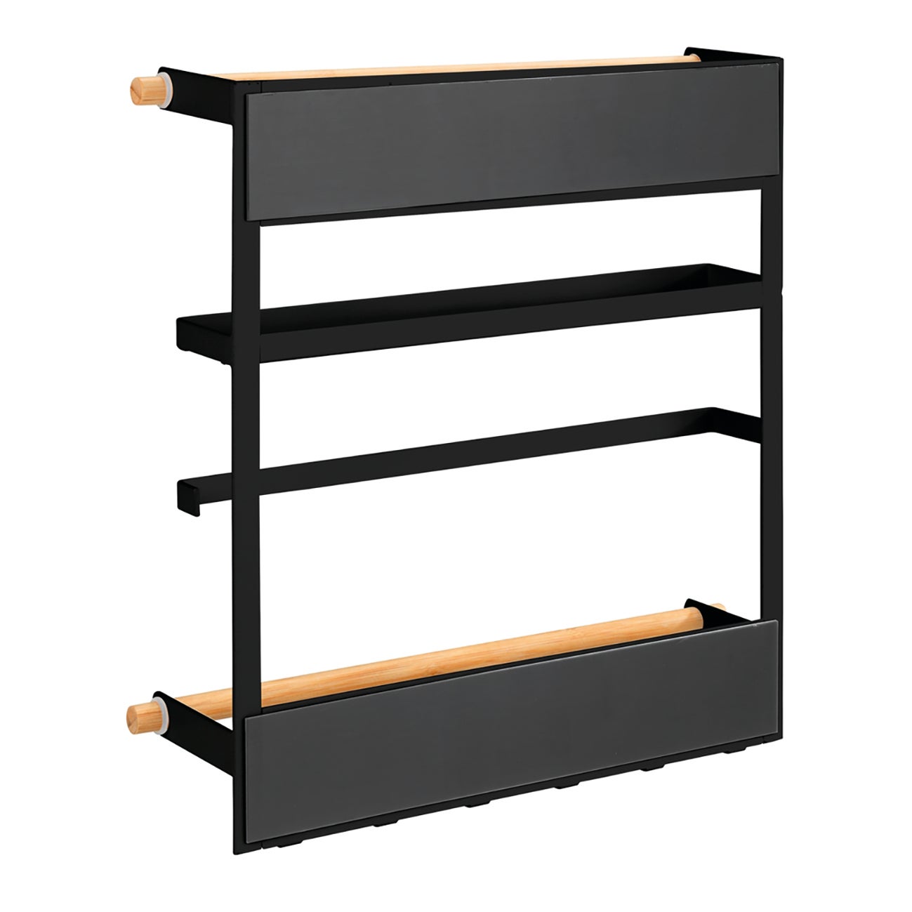 Ripiano per le spezie WENKO in acciaio nero/legno chiaro L 33 x H 34 x P 33 cm - 10