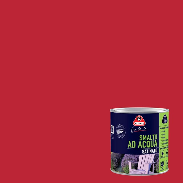 Vernice da esterno per legno e ferro e plastica BOERO FAI DA TE rosso oriente satinato, 0.5 l