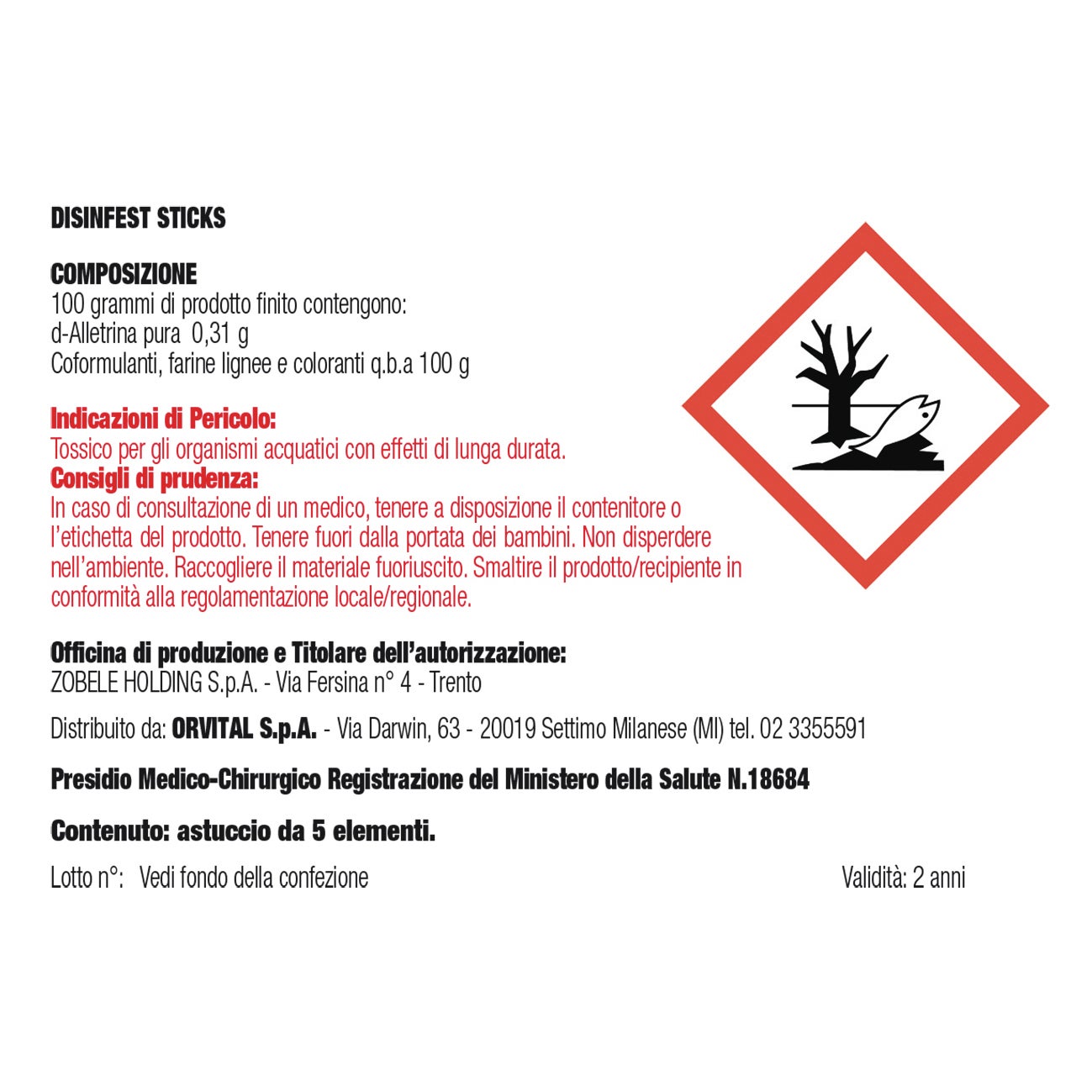 Insetticida bastoncini per zanzare FLORTIS, 5 pezzi - 2
