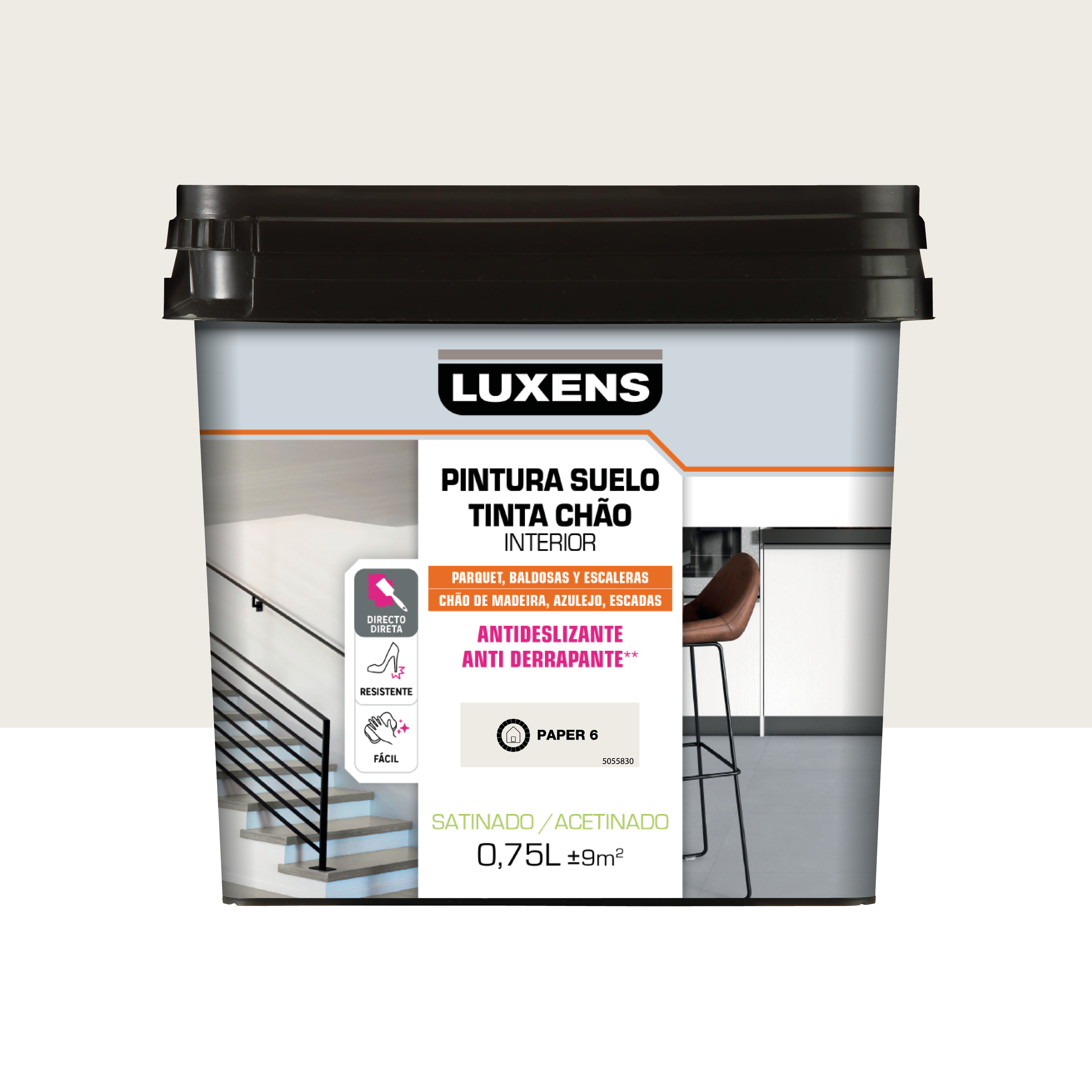 Pintura al agua suelo interior satinado luxens 750ml paper6