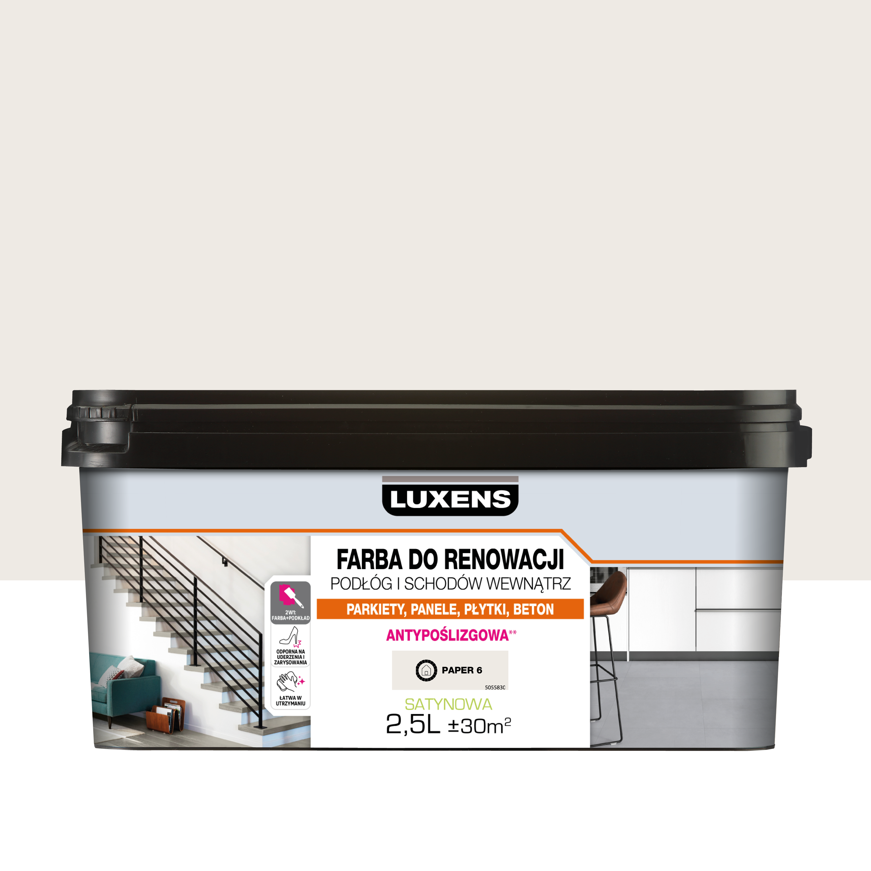 Farba do podłóg renowacyjna 2.5 l Paper 6 satyna Luxens