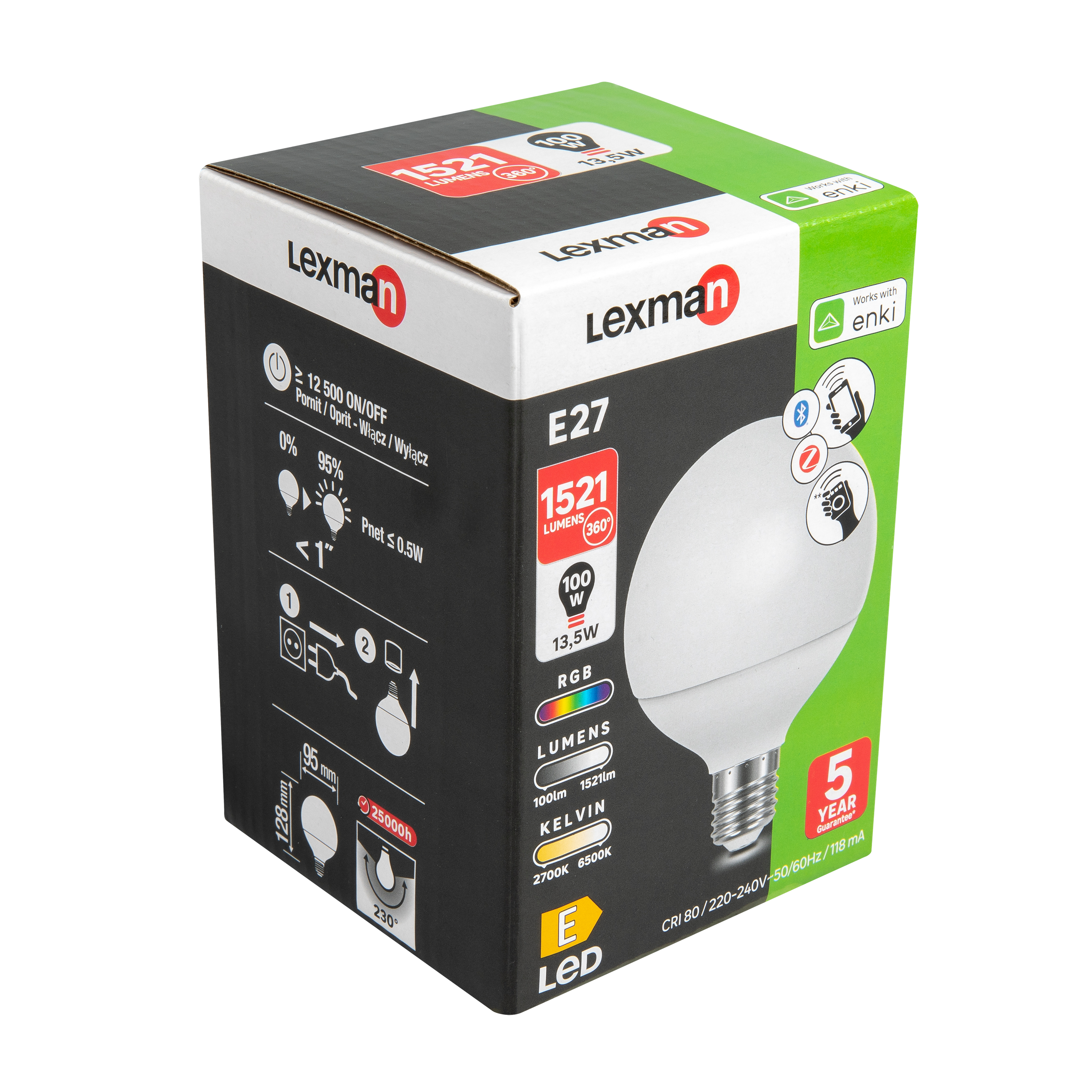 Lâmpada led e27 filamentos g95 1521lm 6500k LEXMAN ENKI - 6