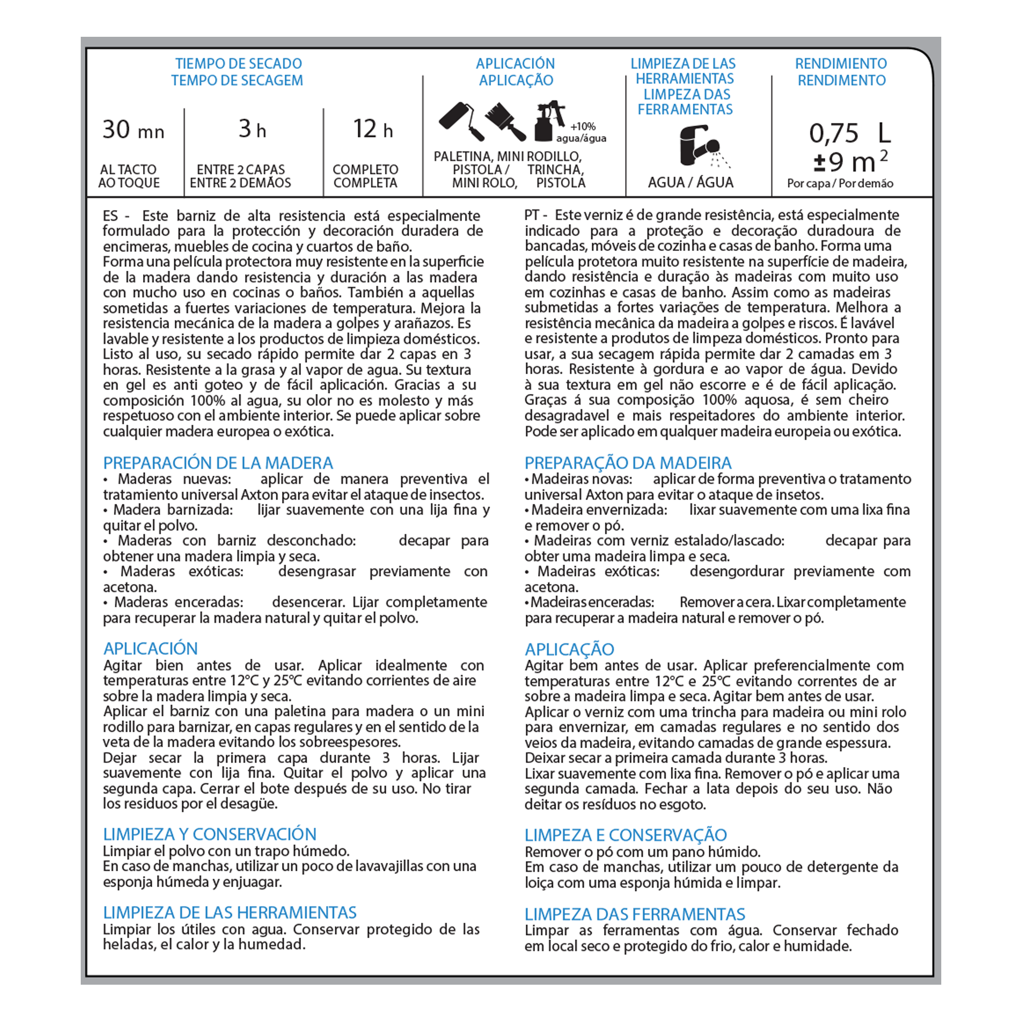 Barniz al agua para cocinas y baños satinado LUXENS 750m roble gris - 5