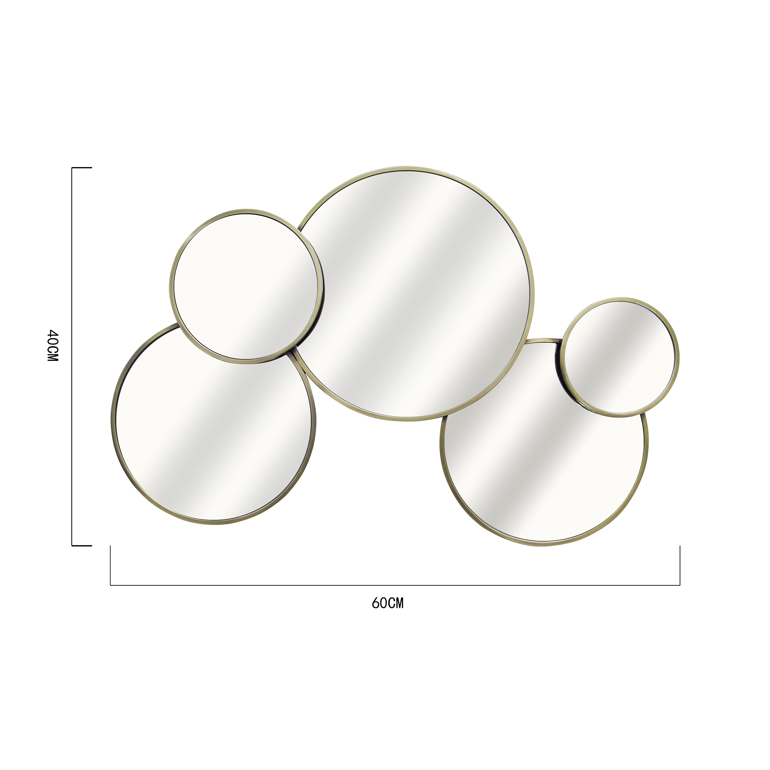 Specchio SATELLITE asimmetrico in metallo ottone 60 x 40 cm INSPIRE - 12