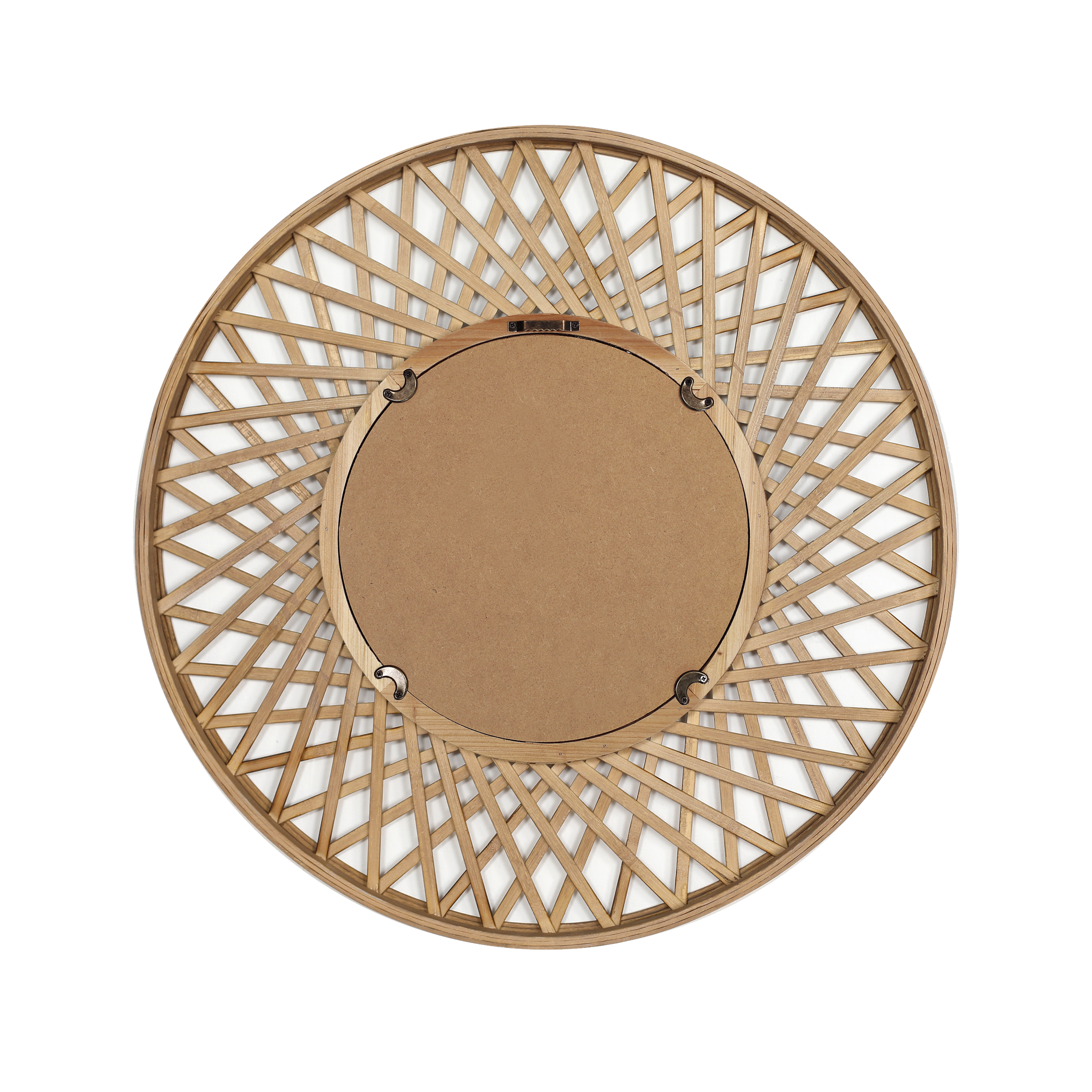 Espejo enmarcado de pared redondo Rosace bambú natural mate INSPIRE de 60 cm de diámetro - 10