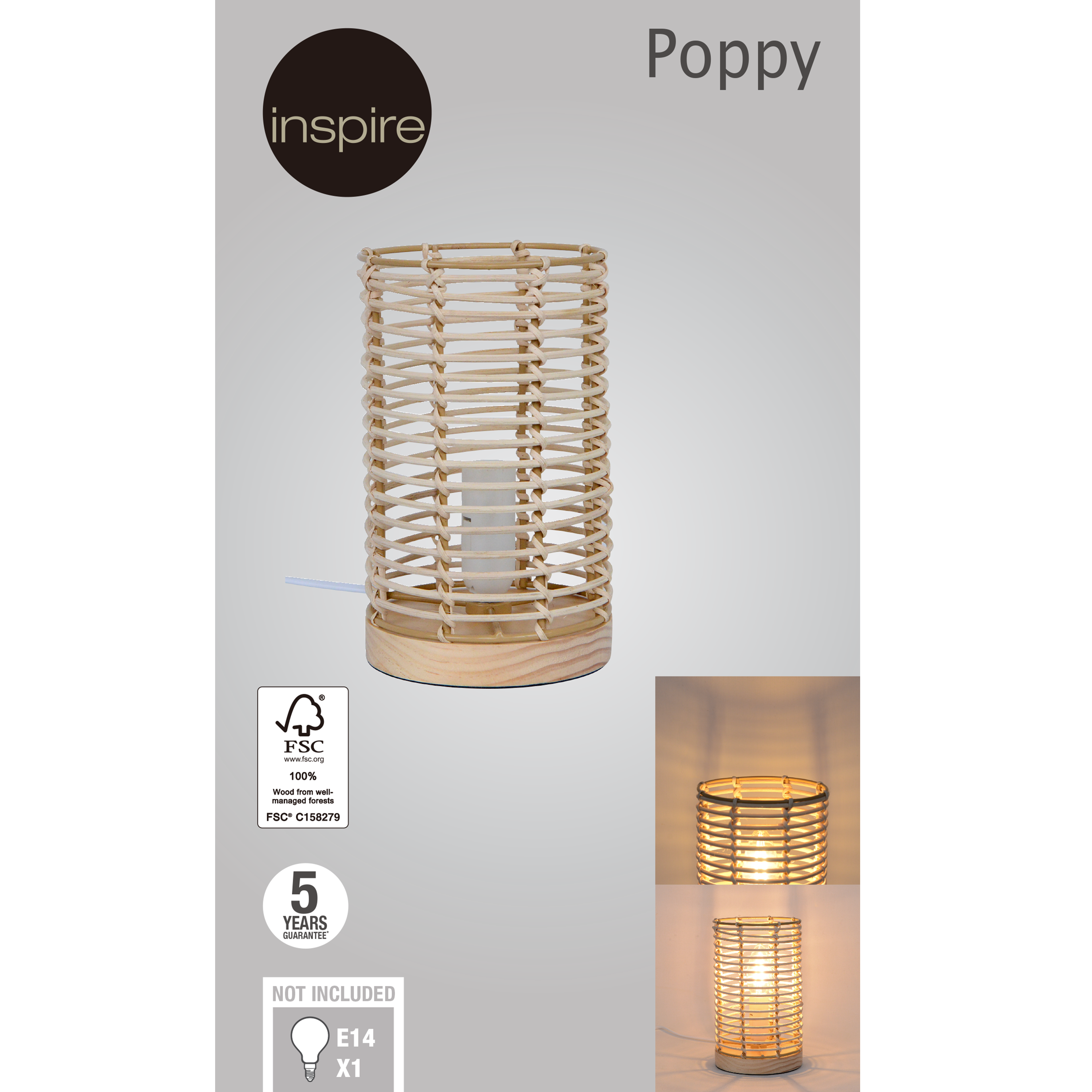 Lampa stołowa Poppy ratanowa E14 Inspire - 26
