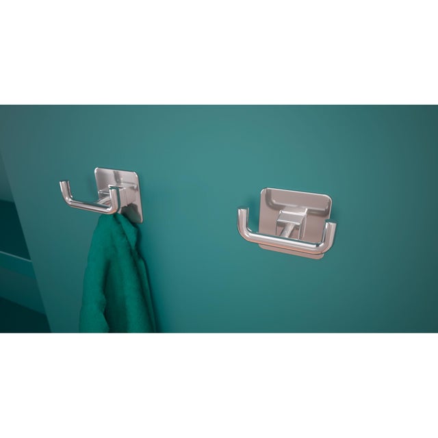 Gancio adesivo METAFORM Cold Wind in zama  grigio 2 ganci H53 X L65 mm