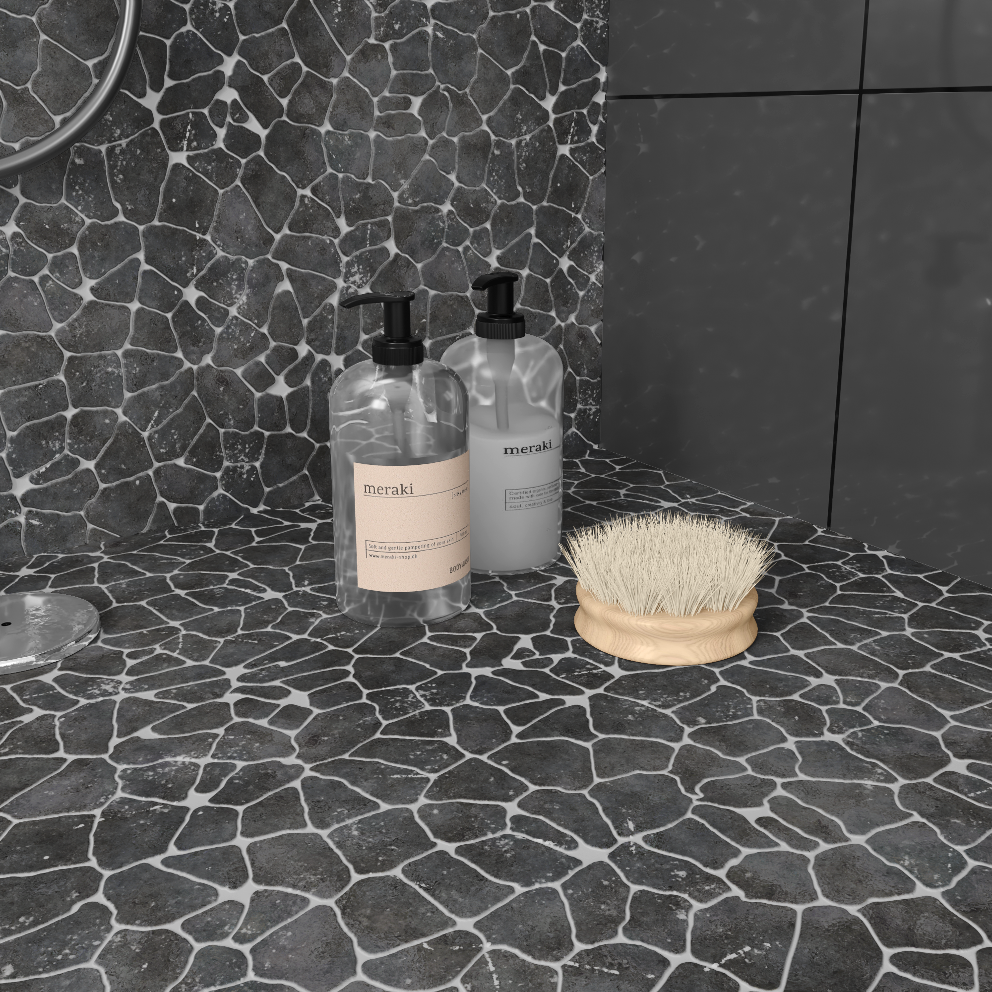 Mosaico in marmo Opux nero opaco L 30 x L 30cm x Sp. 8 mm - 3