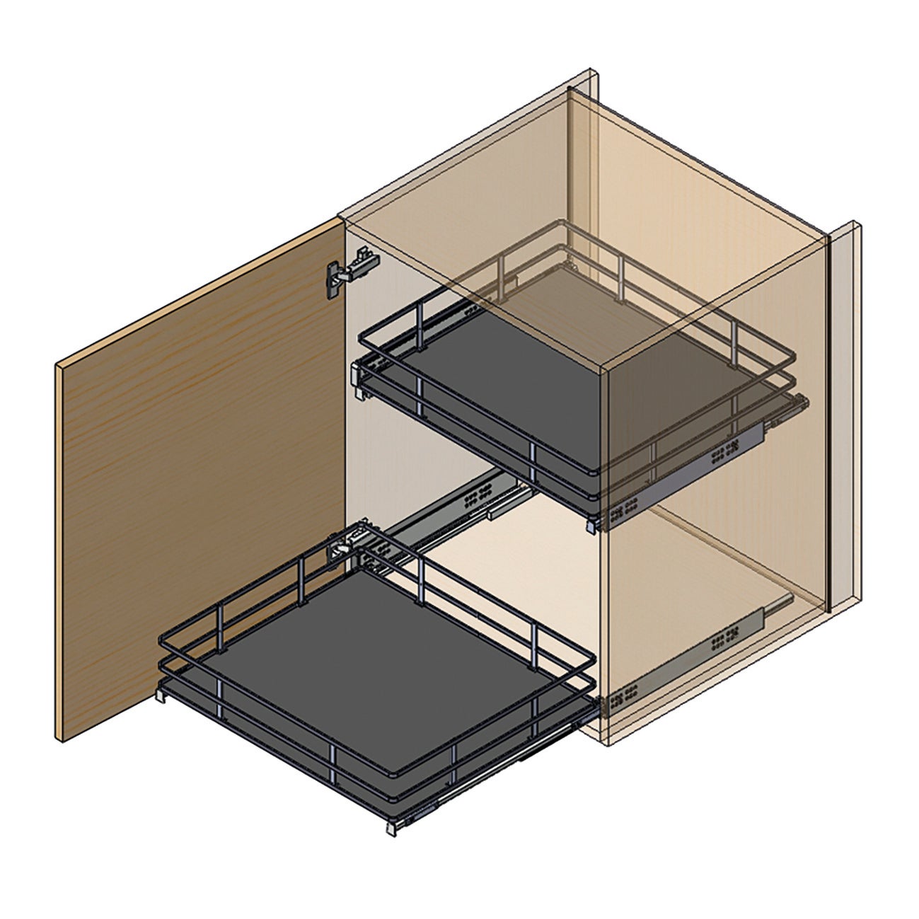Cestello di stoccaggio dell'armadio estraibile da avvitare in acciaio grigio L 54.8 x H 12.35 x P 47.6 cm - 3