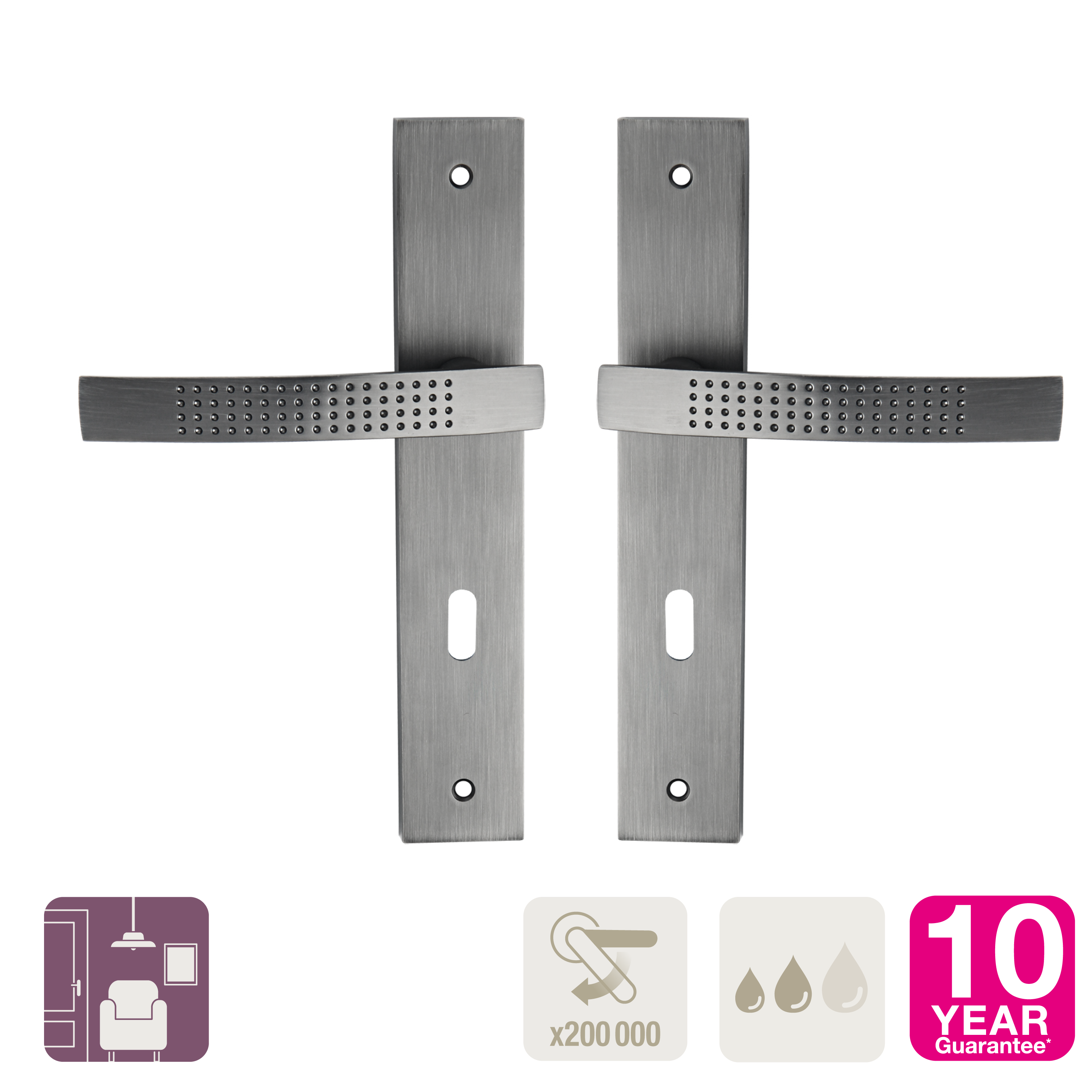 2 poignées sur plaque à clé Louna aluminium anthracite mat, entraxe 195 mm - 3