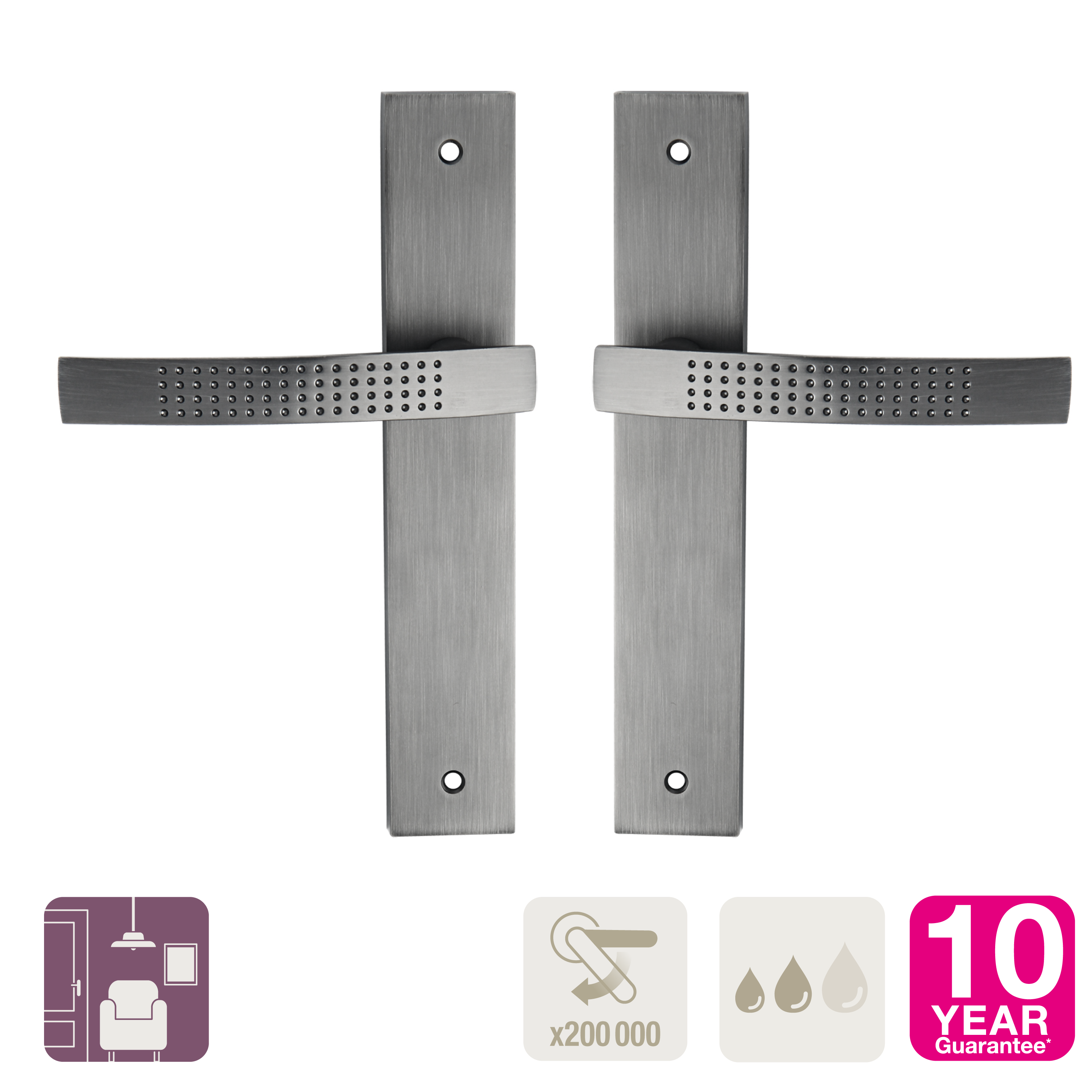 2 poignées sur plaque sans trou Louna aluminium anthracite mat, entraxe 195 mm - 4
