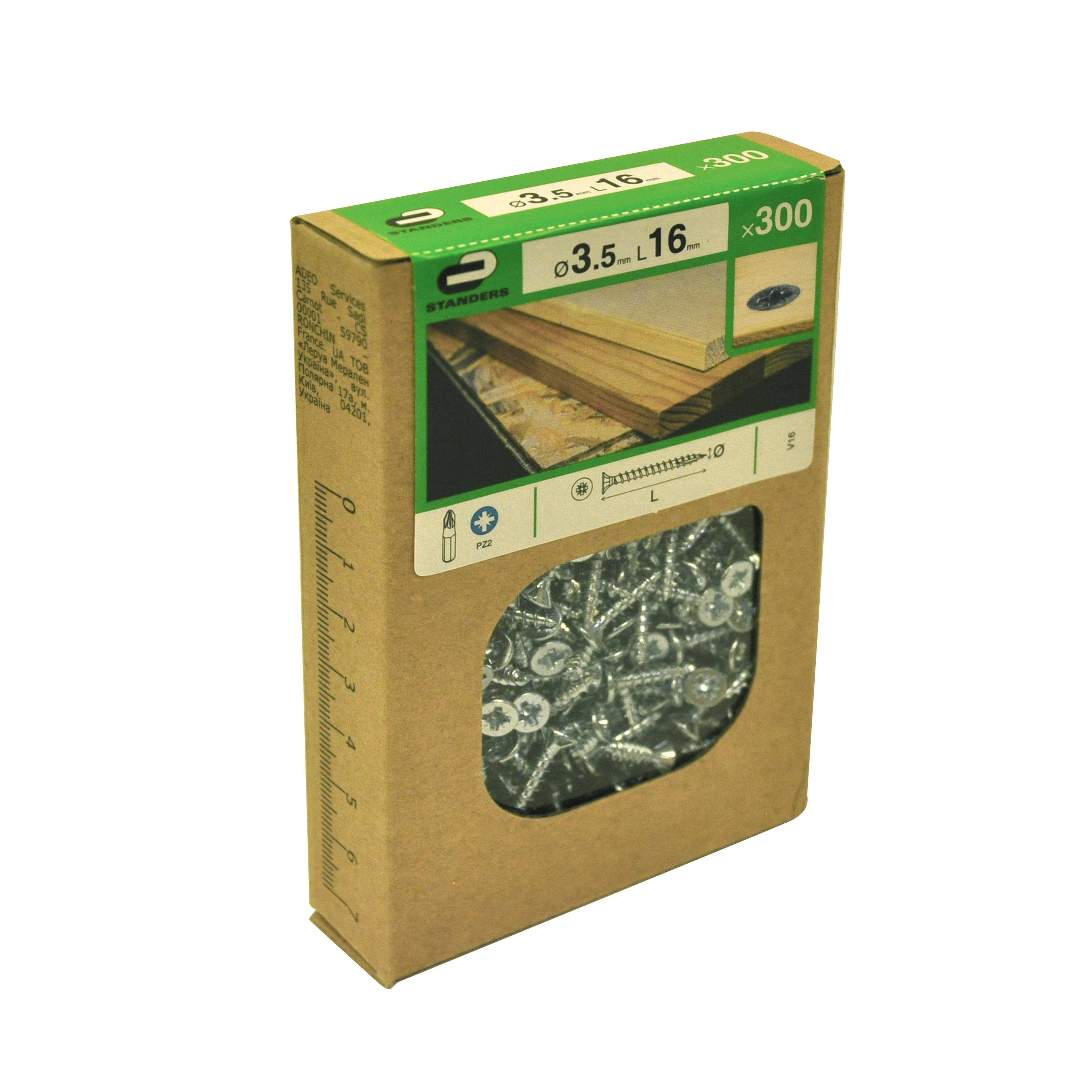 300 vis acier tête fraisée pozidriv STANDERS, Ø3.5 x L.16 mm - 5