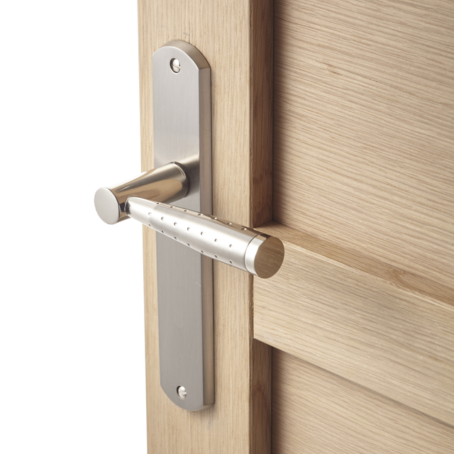 2 poignées sur plaque sans trou Nine zinc nickel brillant, entraxe 195 mm