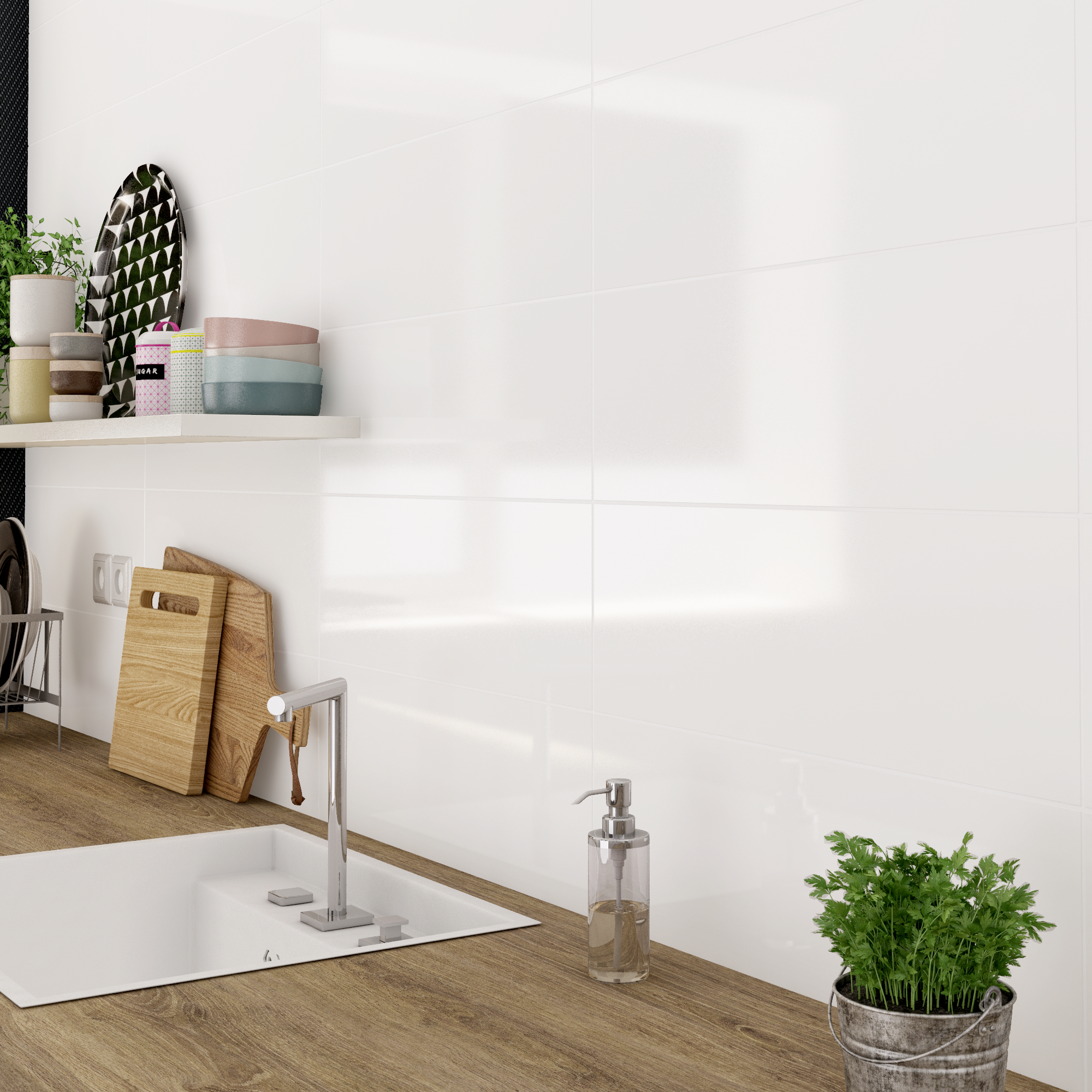 Glazura Cotton White Glossy 20x60 Artens - 2