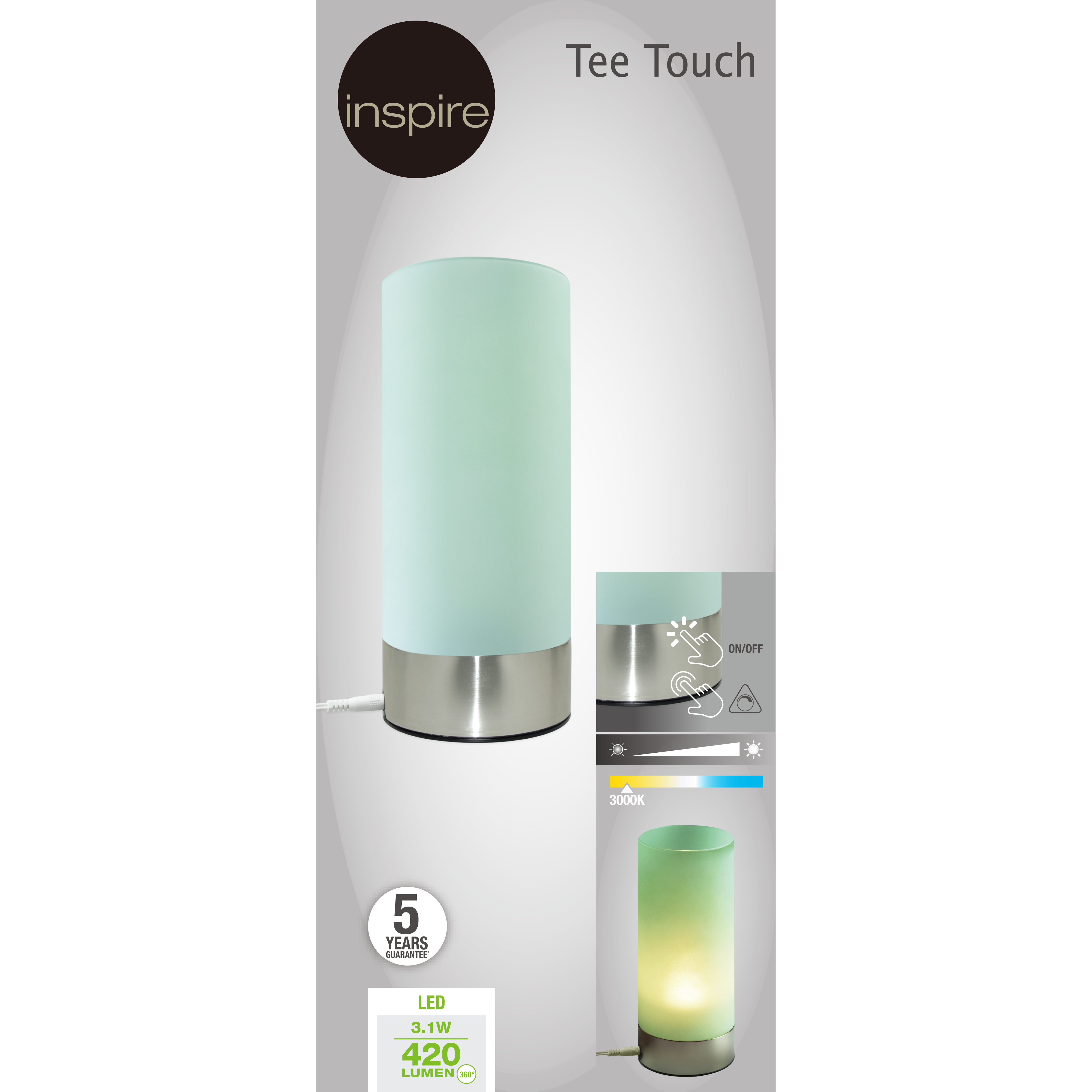 Lampe Tee touch , verre, vert, H.22 cm, INSPIRE - 8