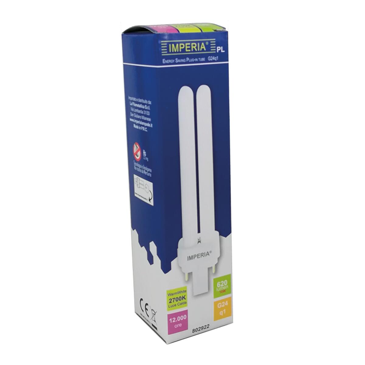 Lampadina Fluorescente, G24Q tubo, opaco, 10W = 620 LM classe energetica A, IMPERIA - 3
