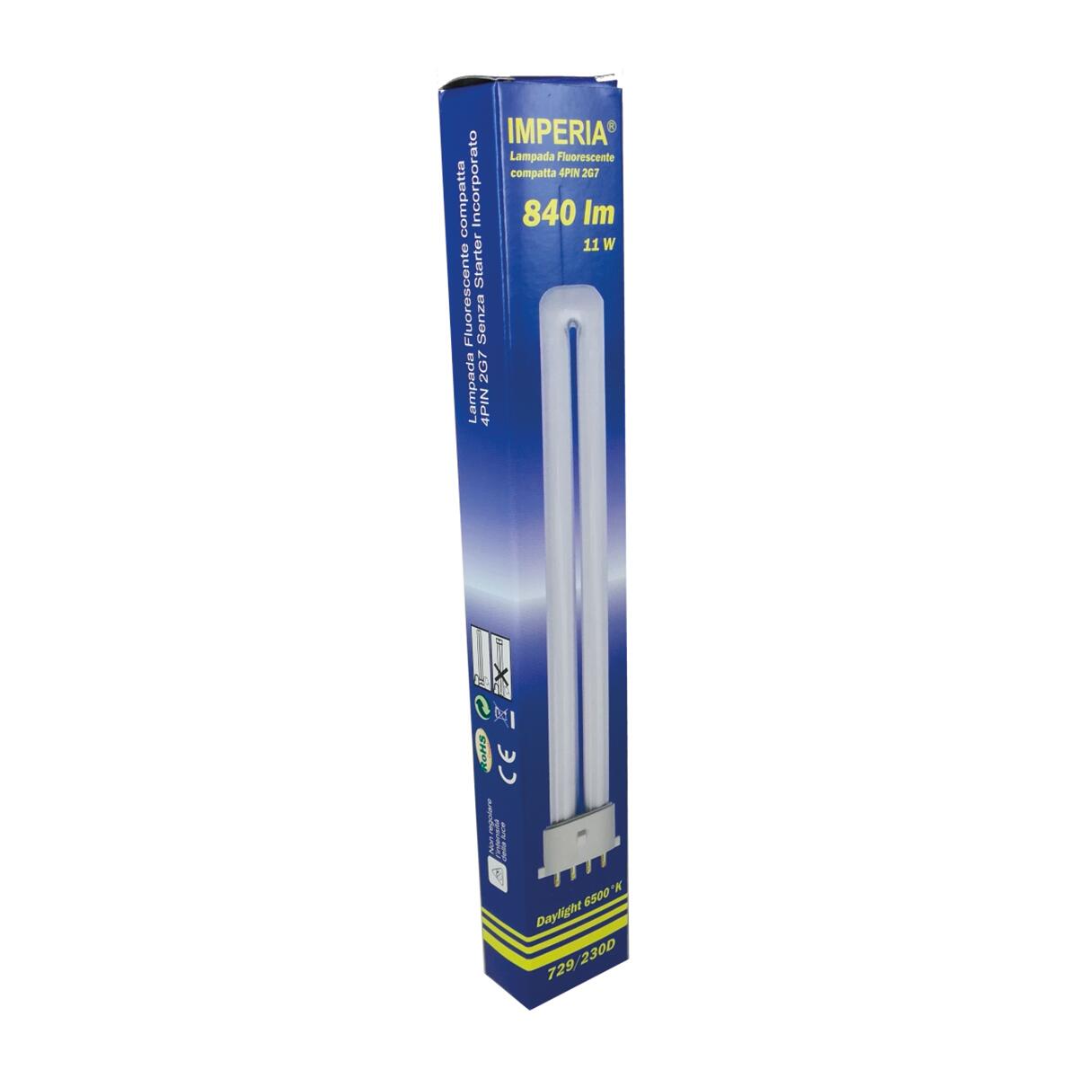 Lampadina Fluorescente, tubo, opaco, luce fredda, 11W= 840 LM 200°, IMPERIA - 4