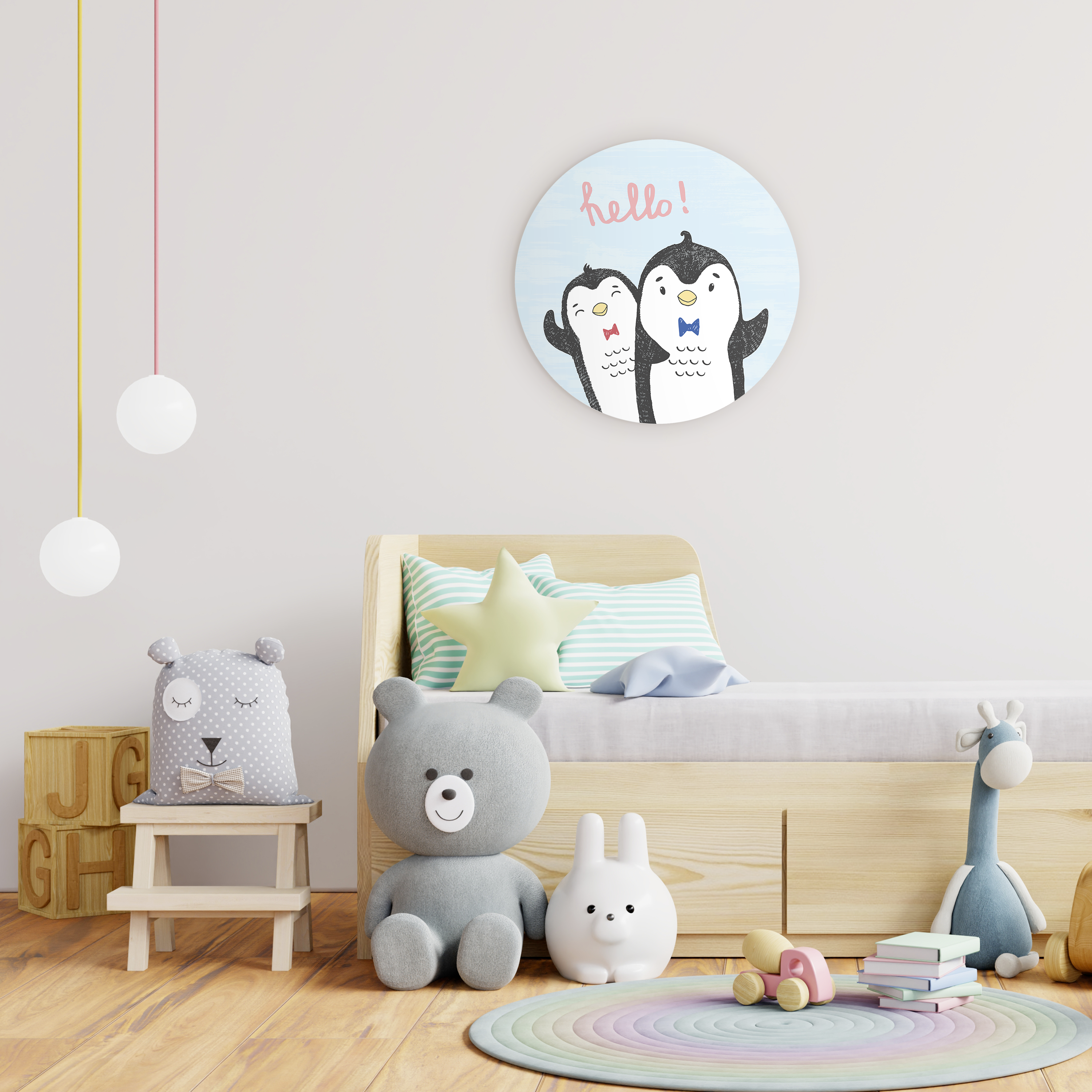 Tela impressa INSPIRE REDONDA PINGUIM D30CM - 4