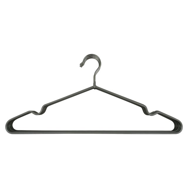 Lot de 8 cintres SPACEO métal avec revêtement pvc gris, H.18.5xl.40.5x P.2.88cm