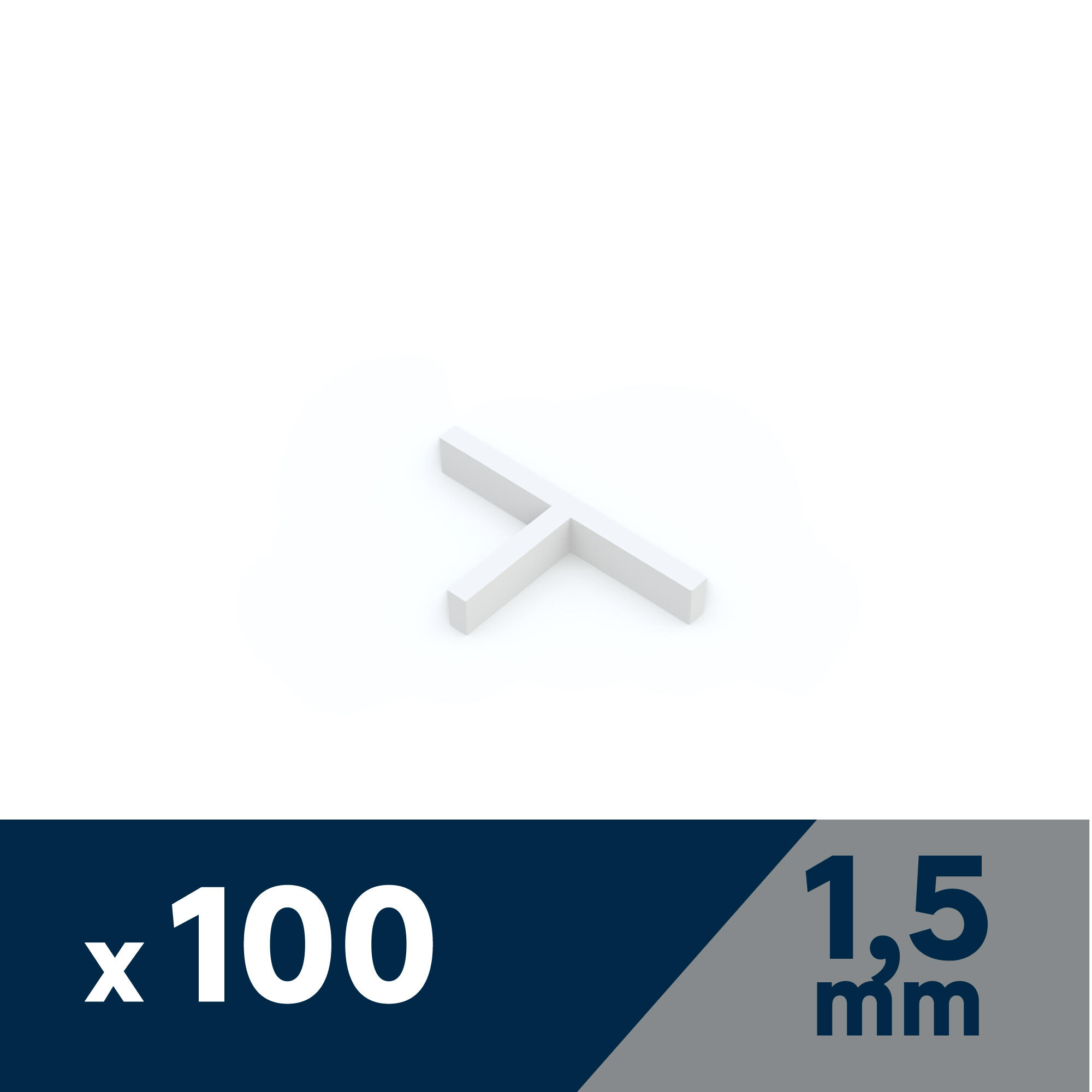 Distanziatore a croce in polipropilene a T Sp 1.5 mm bianco, confezione da 100 pezzi - 2
