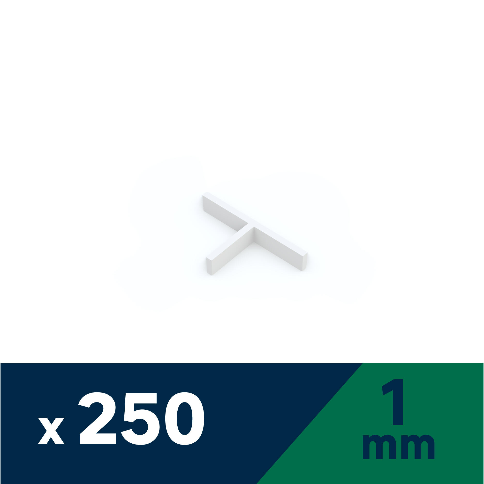 Distanziatore a croce in polipropilene a T Sp 1 mm bianco, confezione da 250 pezzi - 2