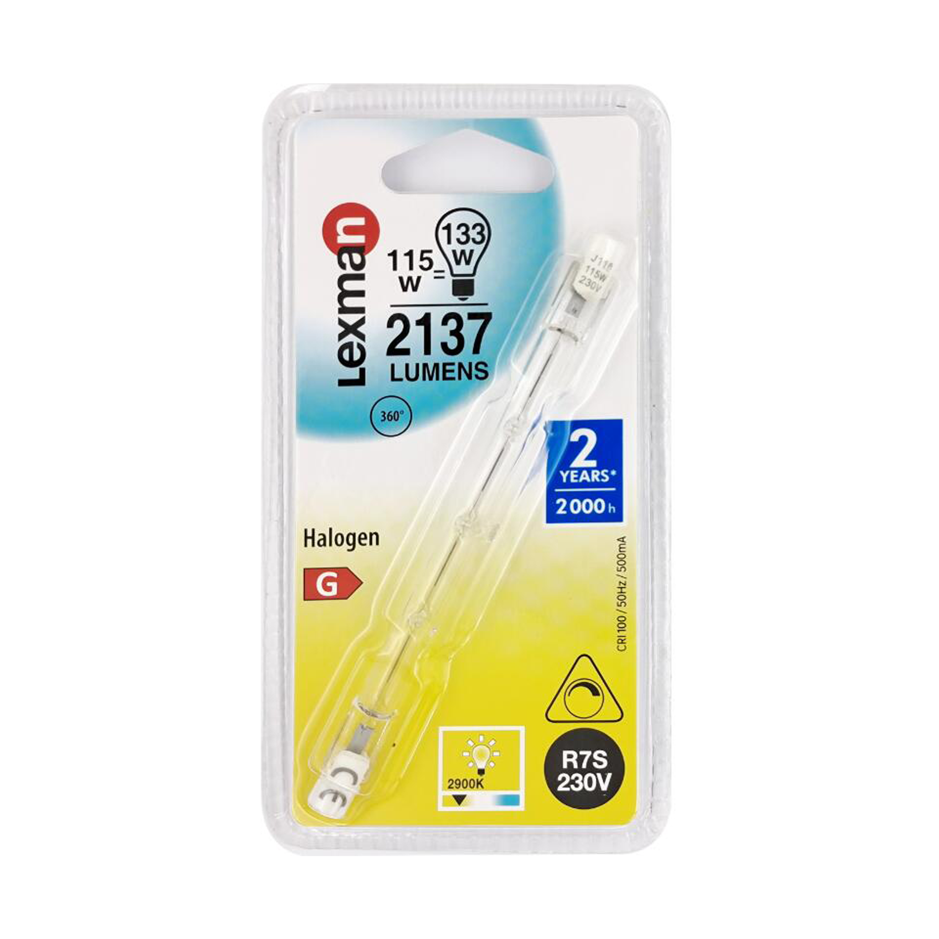 Ampoule halogène, crayon R7S, 2137lm = 133W, blanc chaud, dimmable, LEXMAN - 2