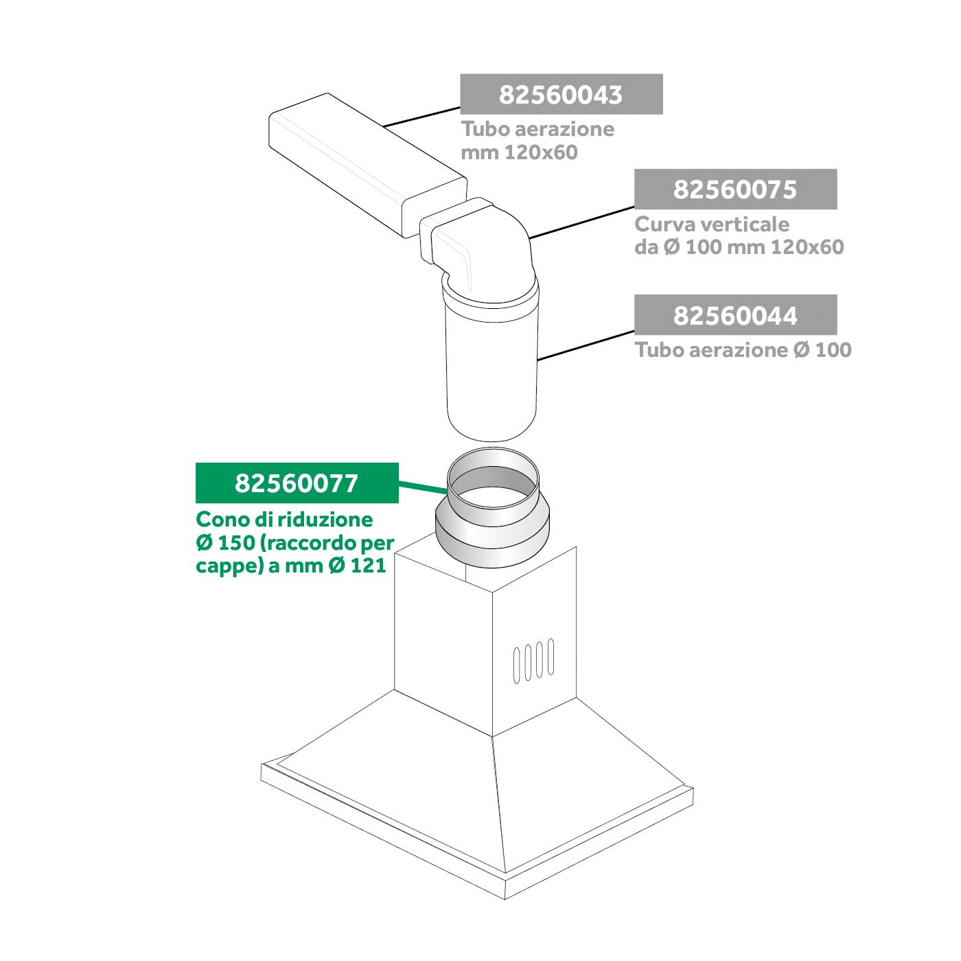 Riduzione per scarico MF ø 120/160 mm in ABS bianco - 3