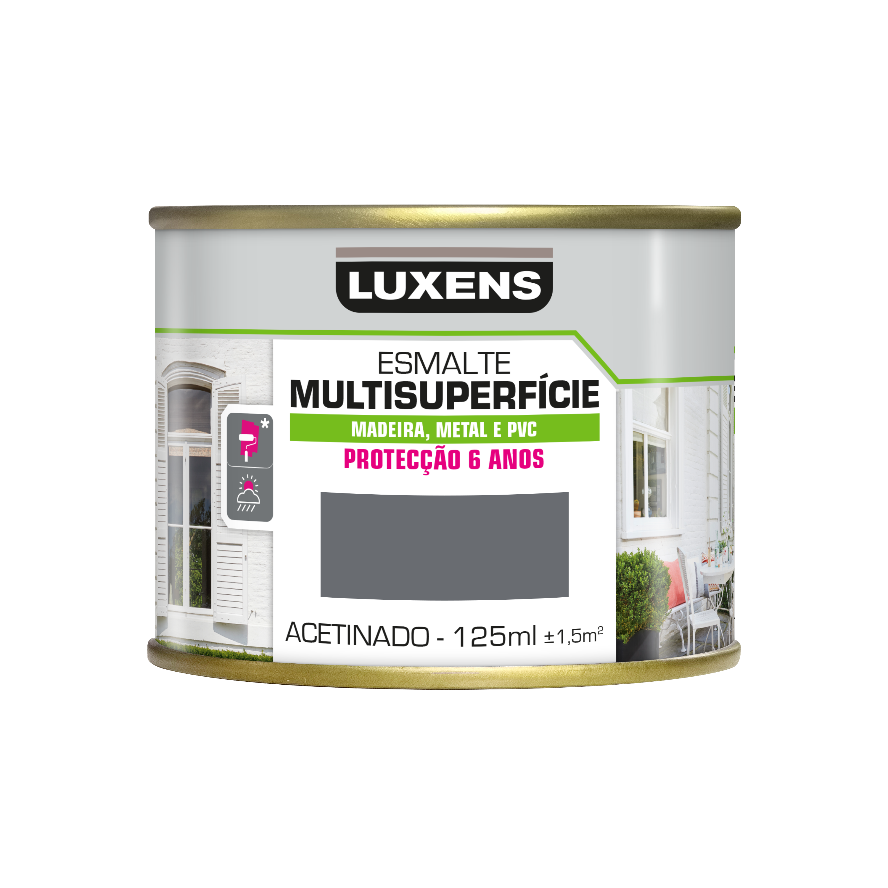 Pintura exterior color granit2 para madera, pvc, pared LUXENS satinado 125ml base agua antigoteo - 2