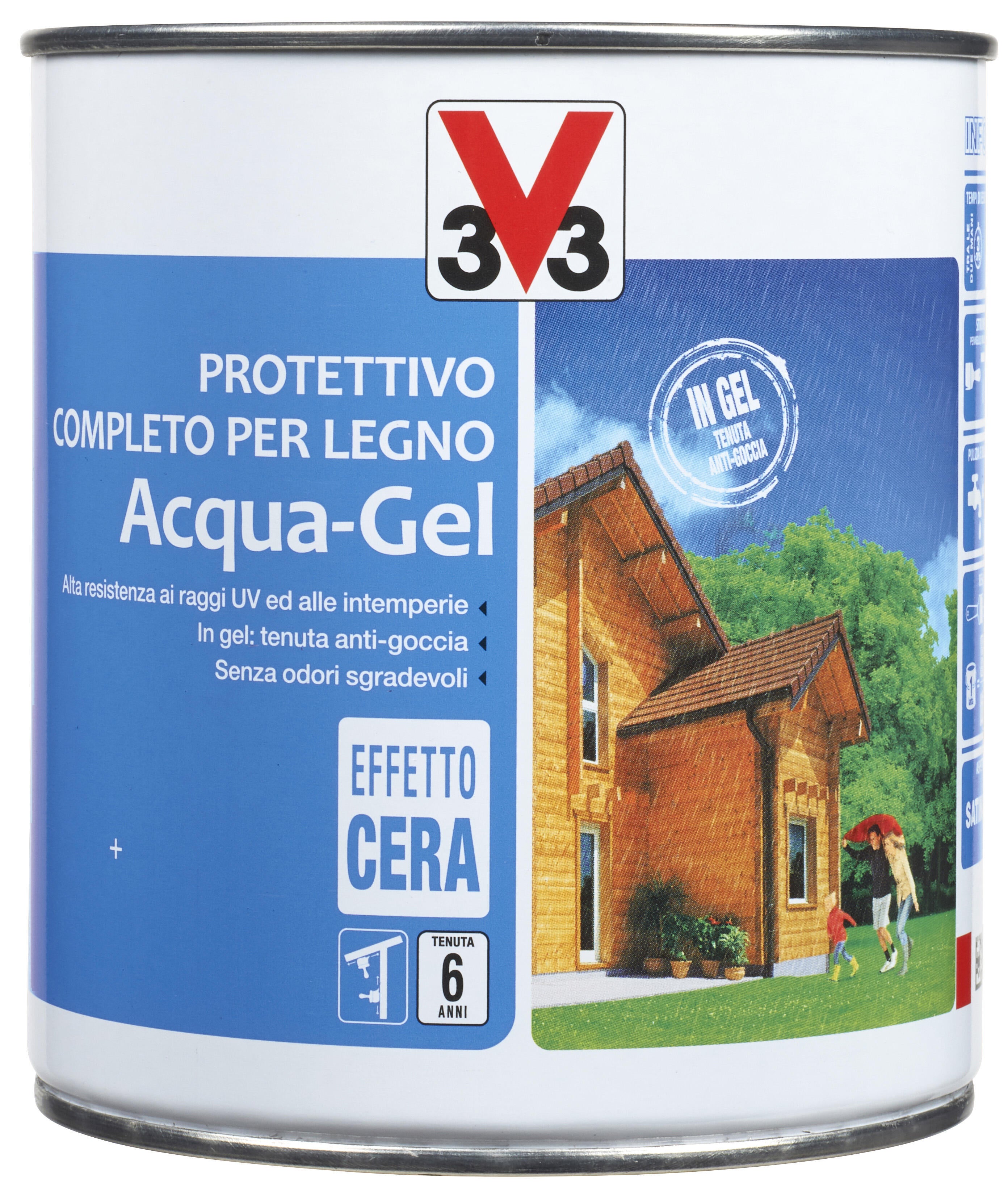 Impregnante per legno da esterno a base acqua V33 Acqua-Gel noce scuro satinato 0.75 lt, 6 anni di protezione. - 5